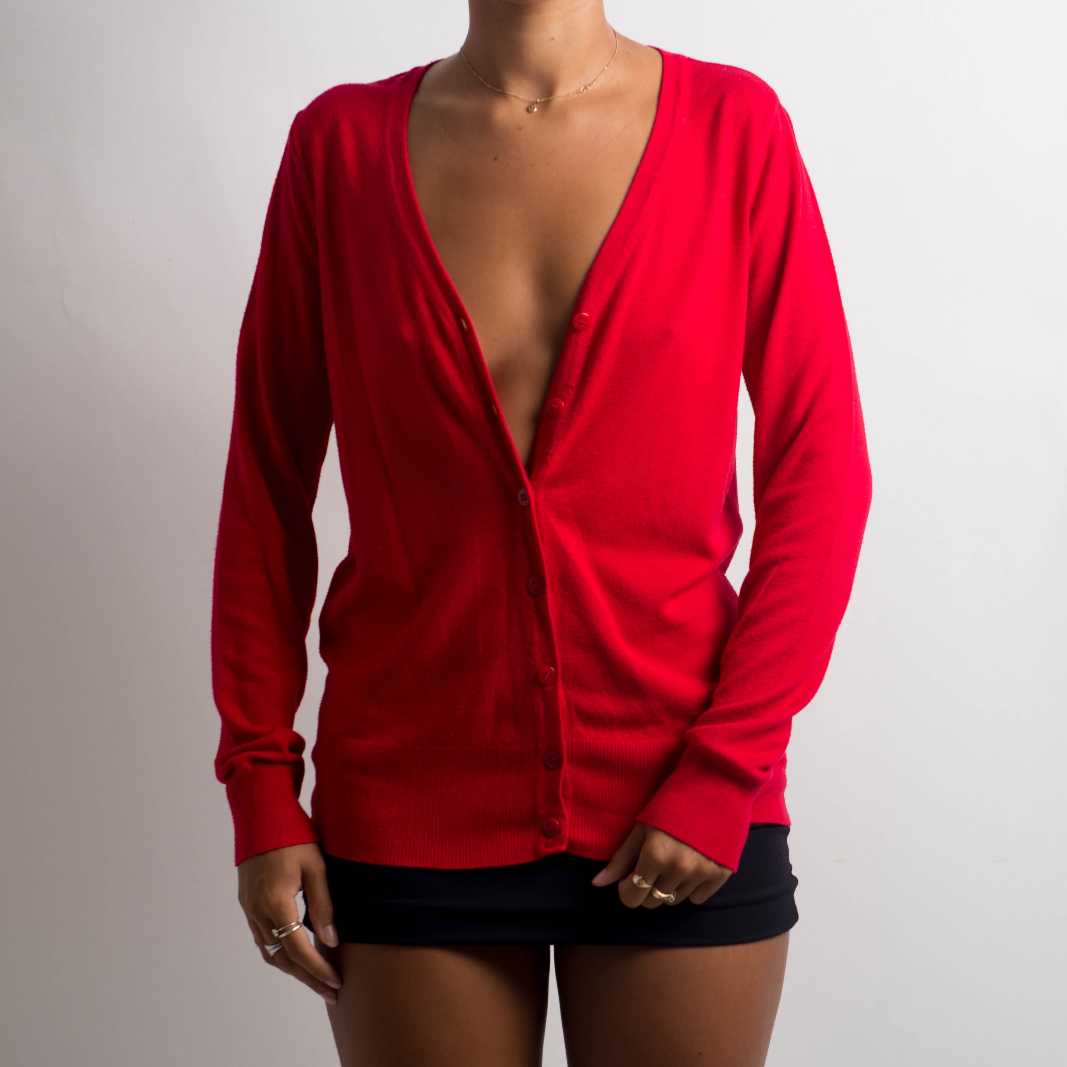 CLASSIC RED KNIT CARDIGAN
