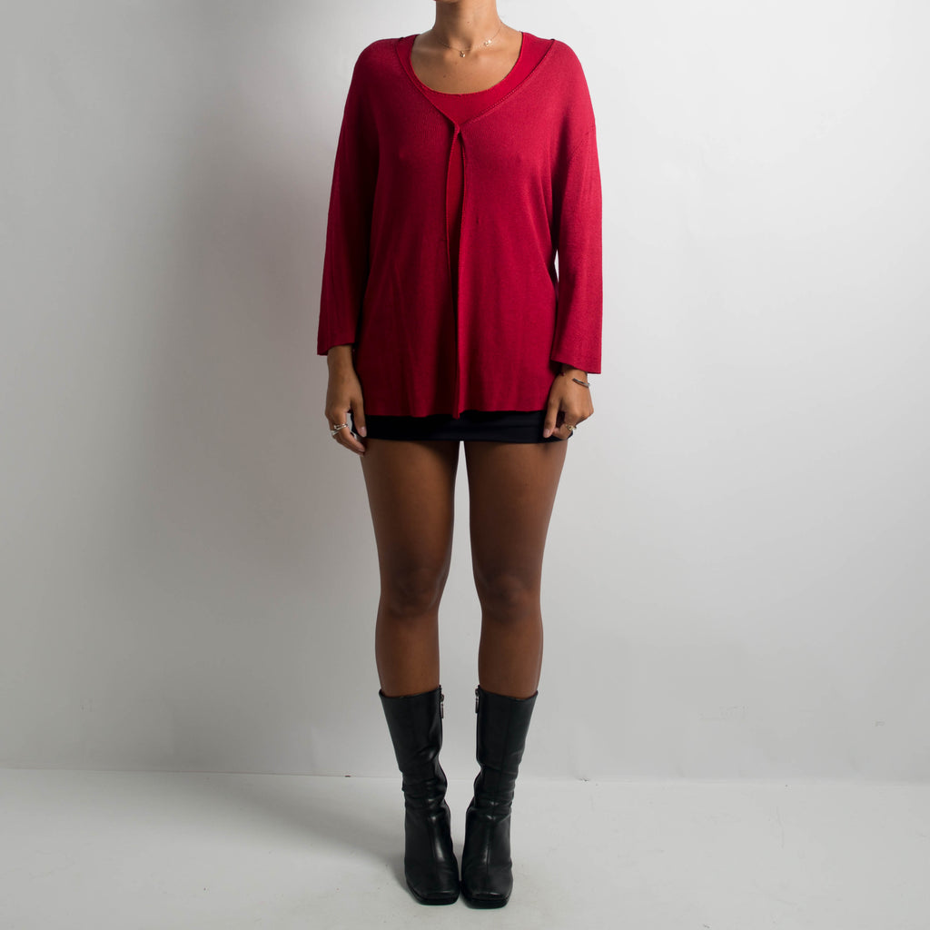RED KNIT TWIN SET