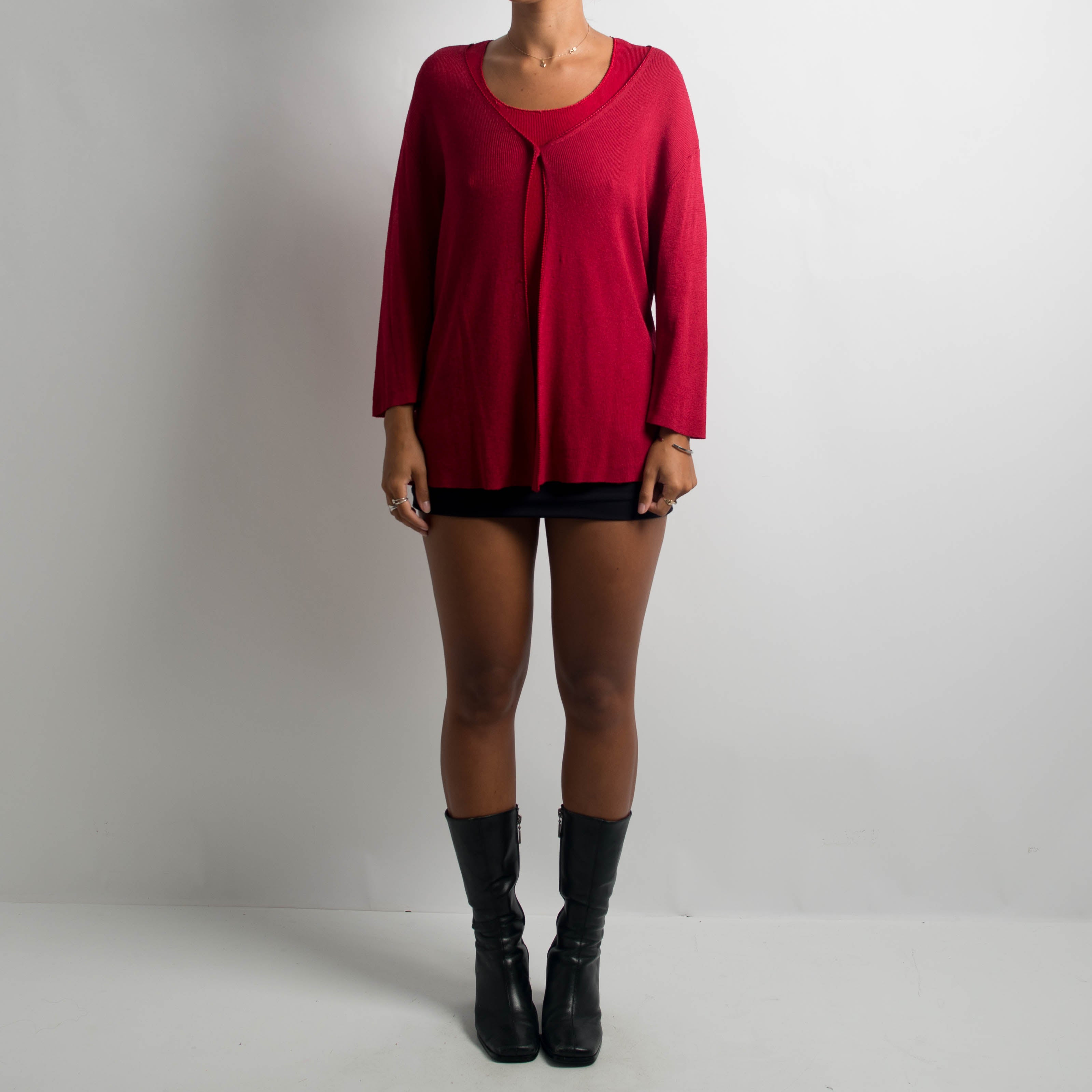 RED KNIT TWIN SET