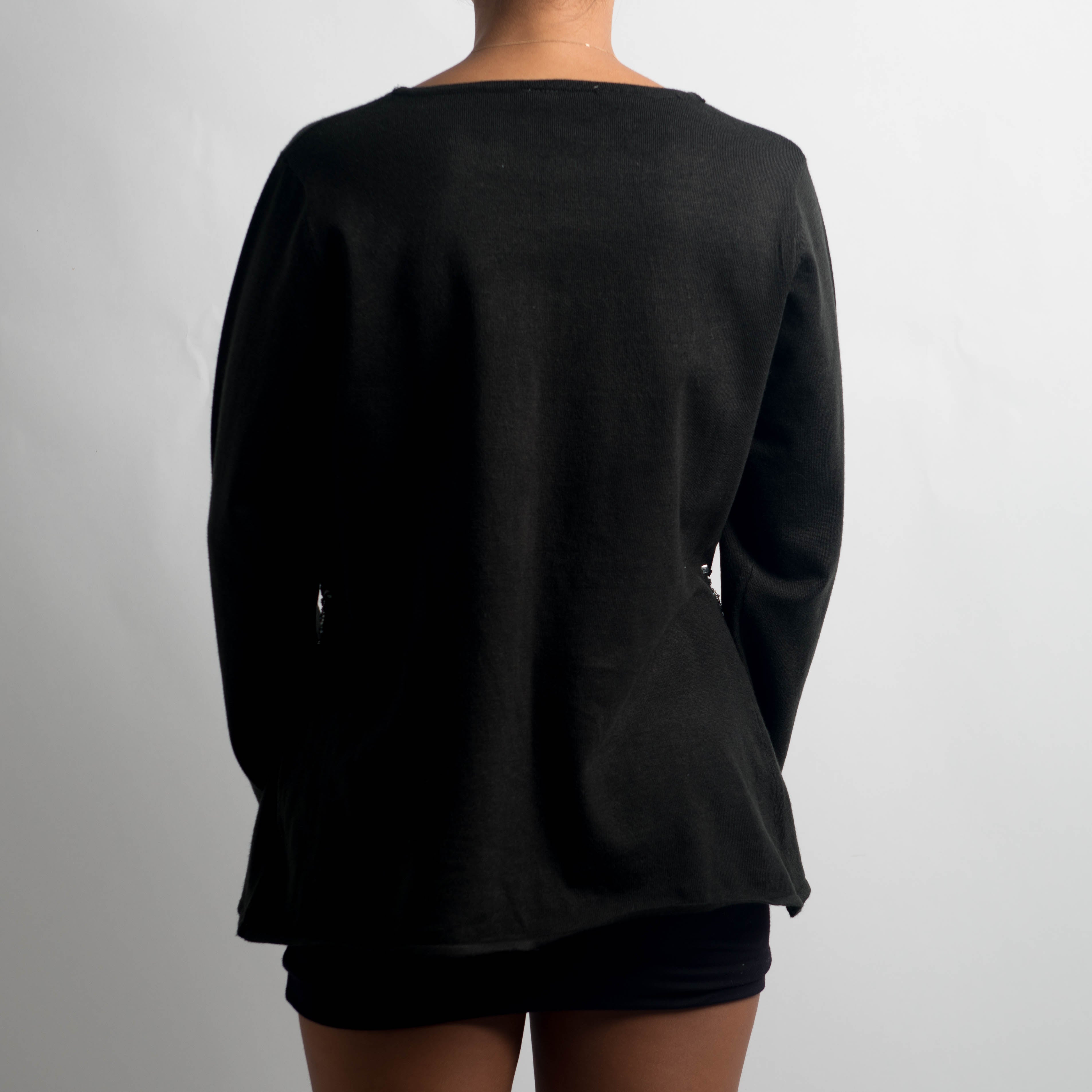 BLACK TIE FRONT CARDIGAN