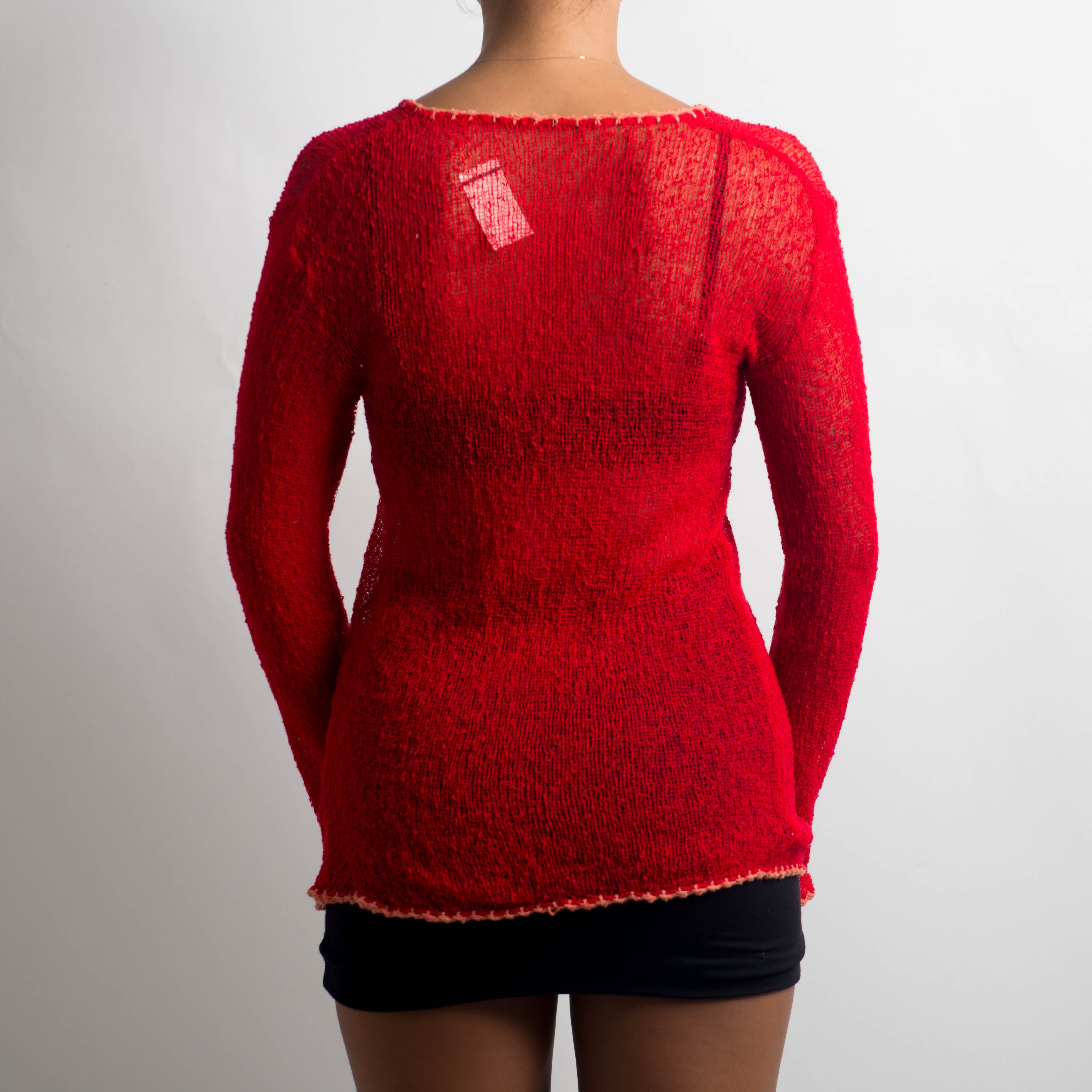 RED TIE FRONT KNIT TOP