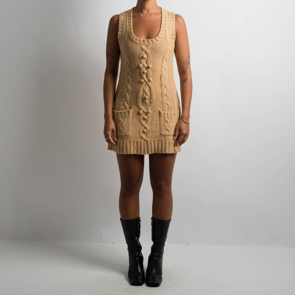 TAN KNIT MINI DRESS
