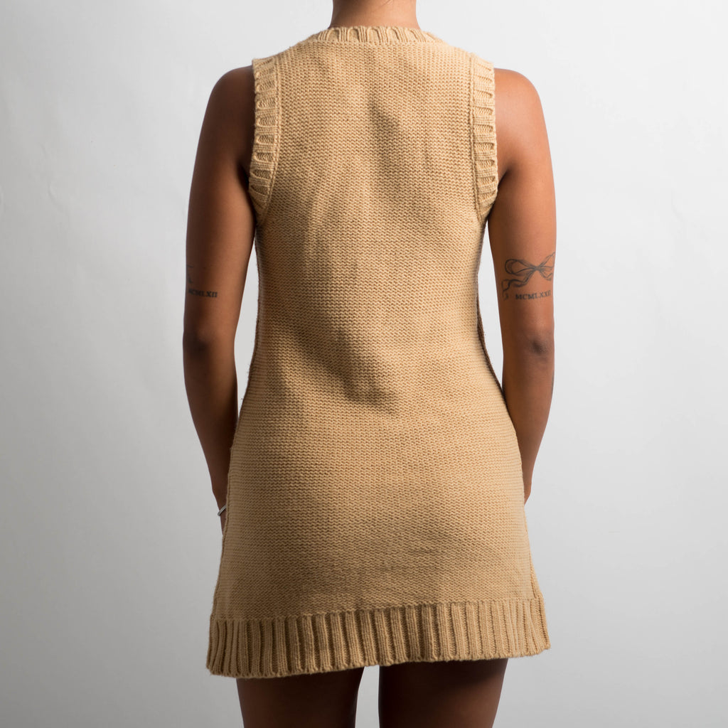 TAN KNIT MINI DRESS