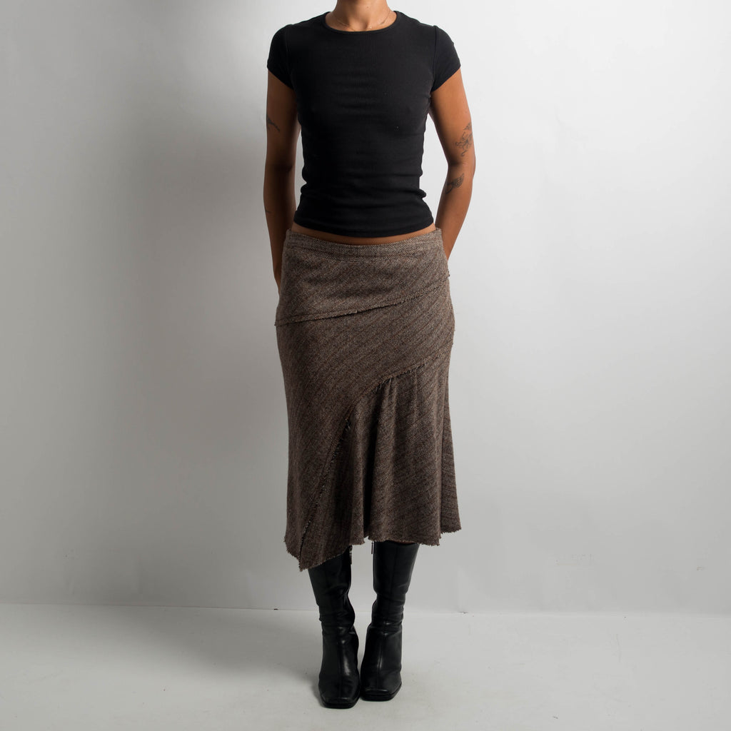 BROWN WOOL MIDI SKIRT