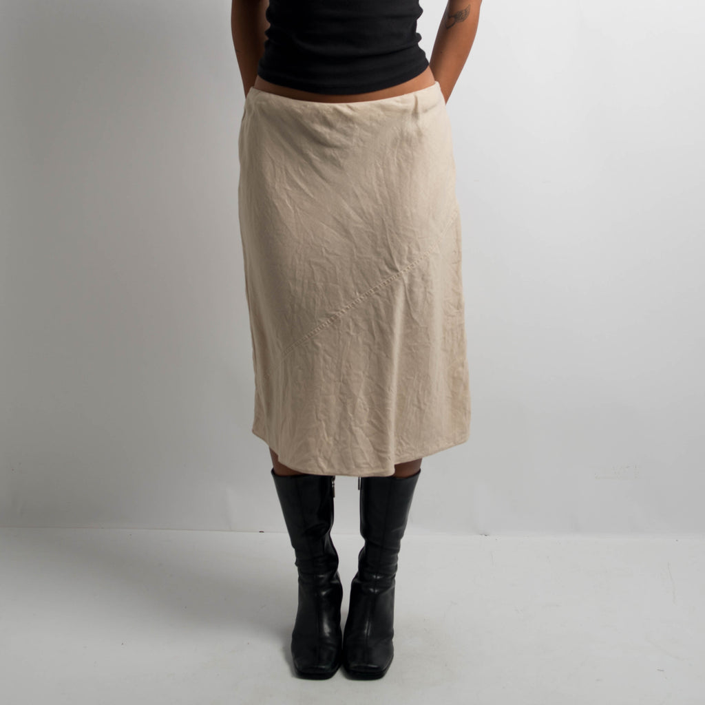 CREAM LINEN MIDI SKIRT