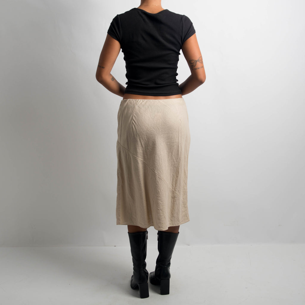 CREAM LINEN MIDI SKIRT