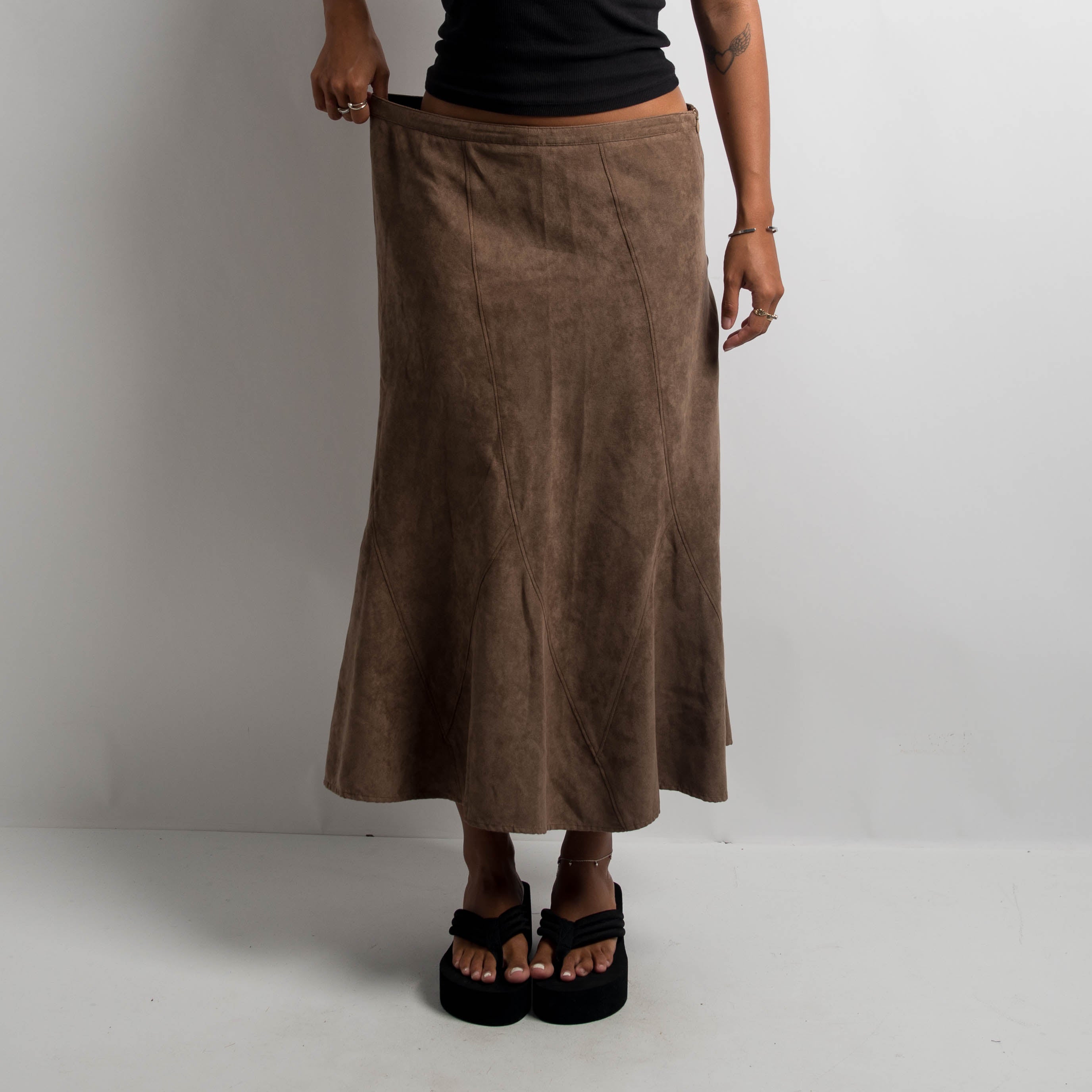 BROWN SUEDETTE SKIRT