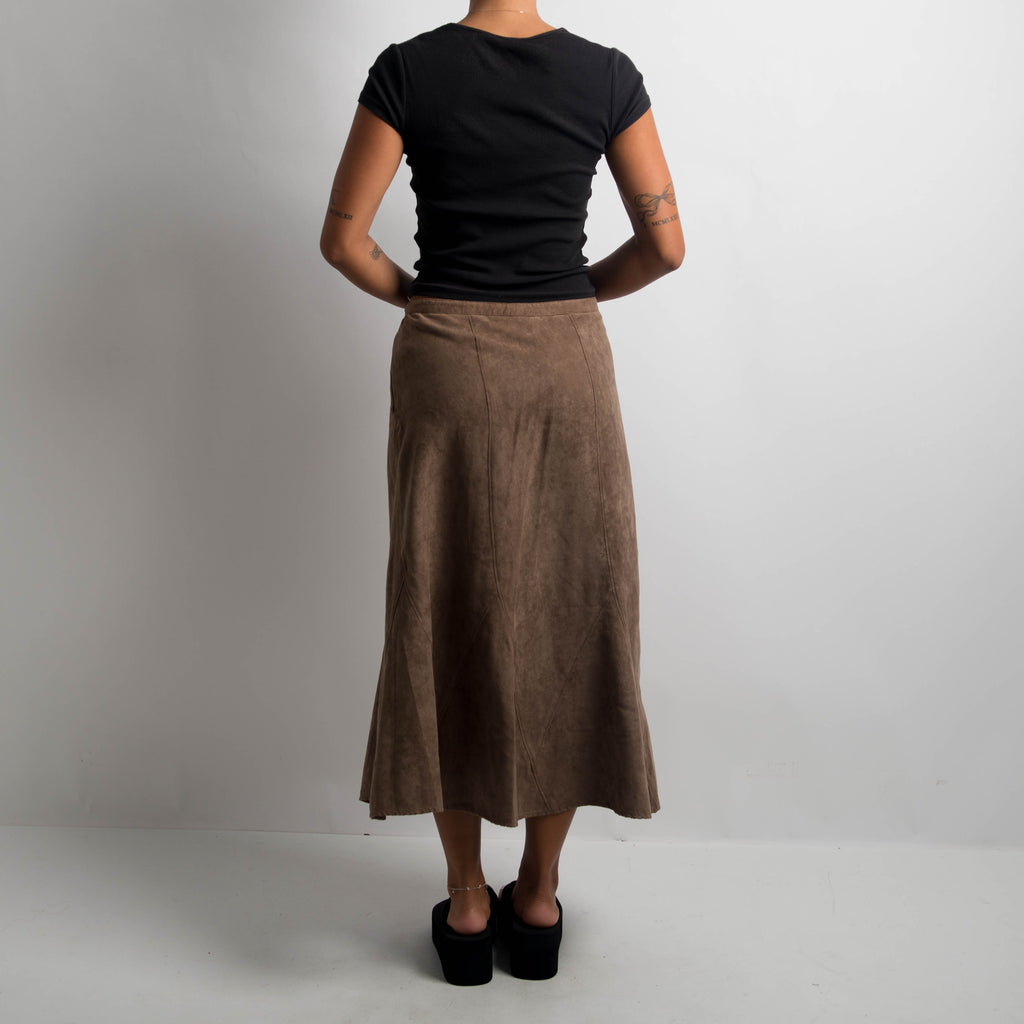 BROWN SUEDETTE SKIRT