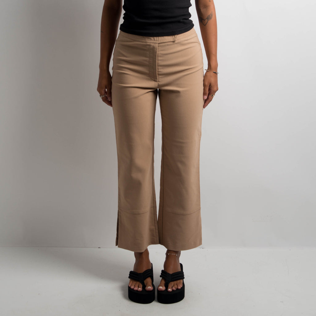 TAN BOOTCUT CAPRI PANTS