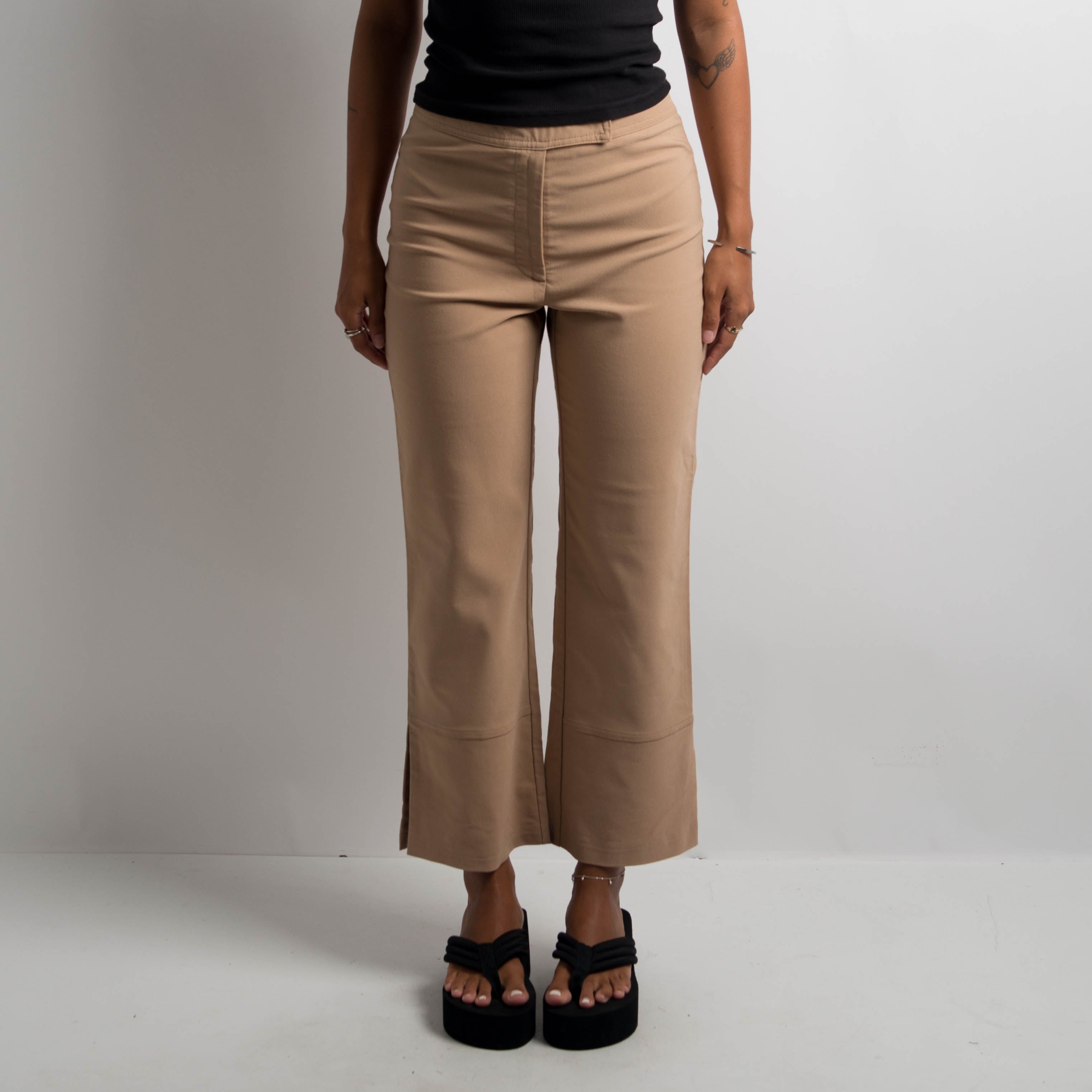 TAN BOOTCUT CAPRI PANTS