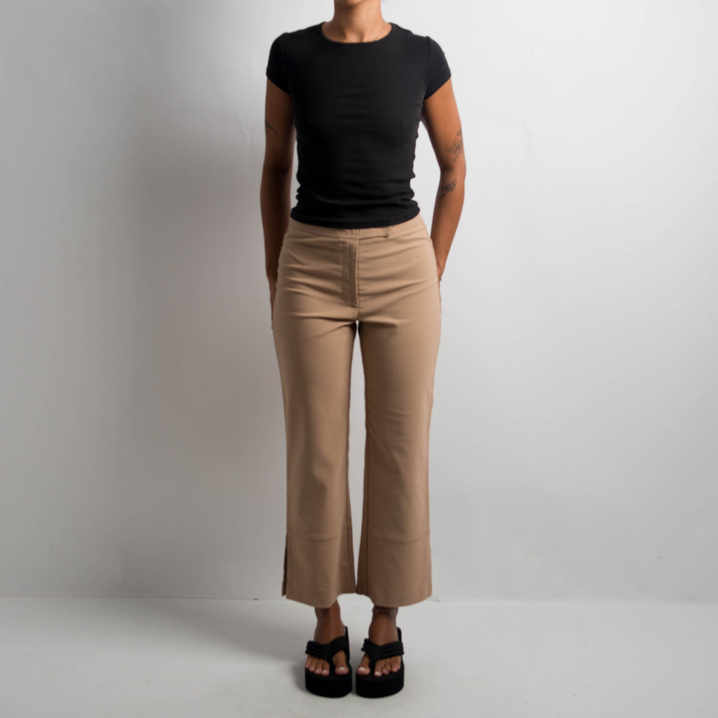 TAN BOOTCUT CAPRI PANTS