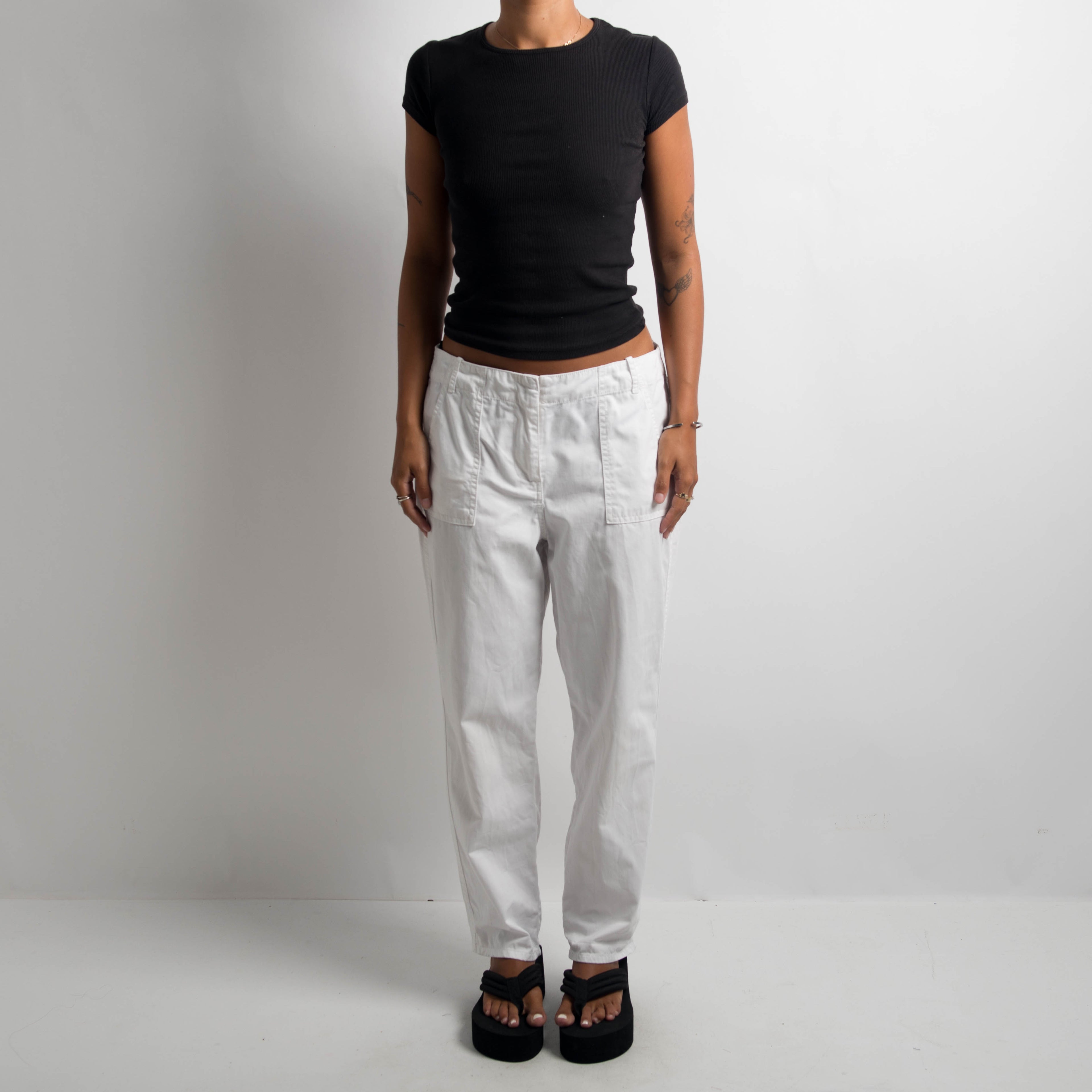 WHITE SLIM FIT TROUSERS