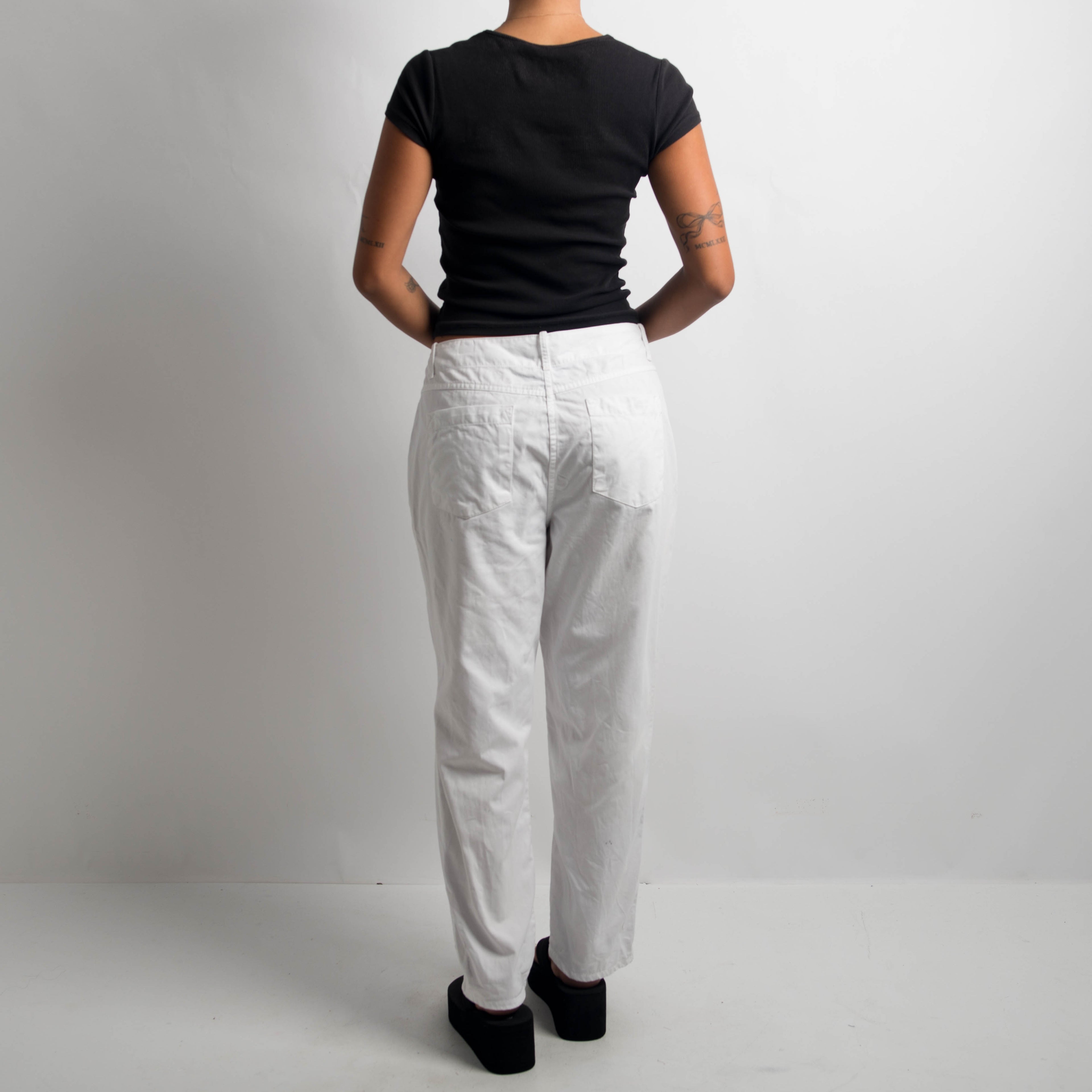 WHITE SLIM FIT TROUSERS