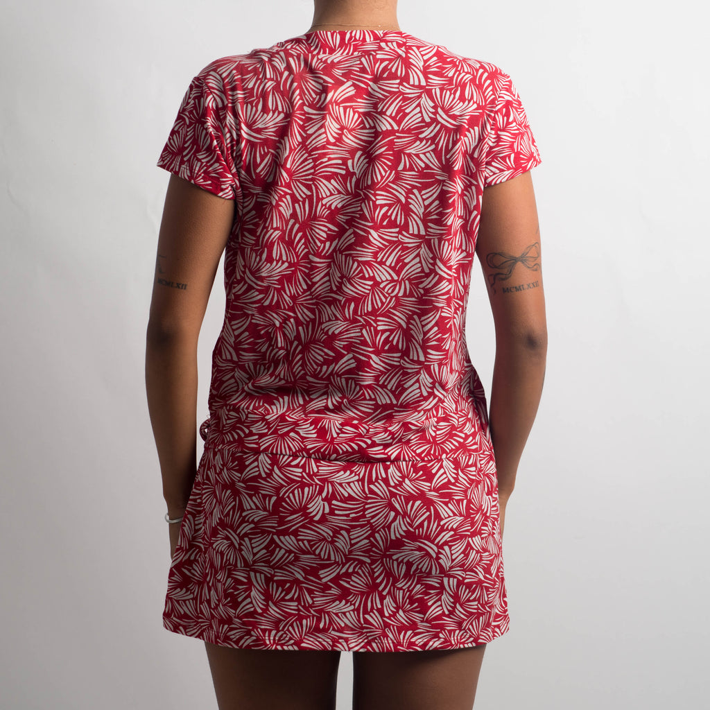 RED WRAP LONGLINE TOP