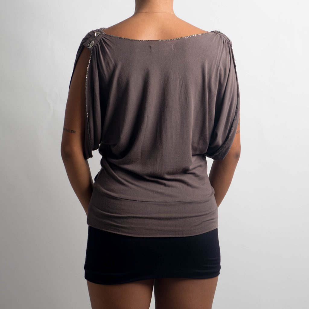 DARK TAUPE STRETCH TOP