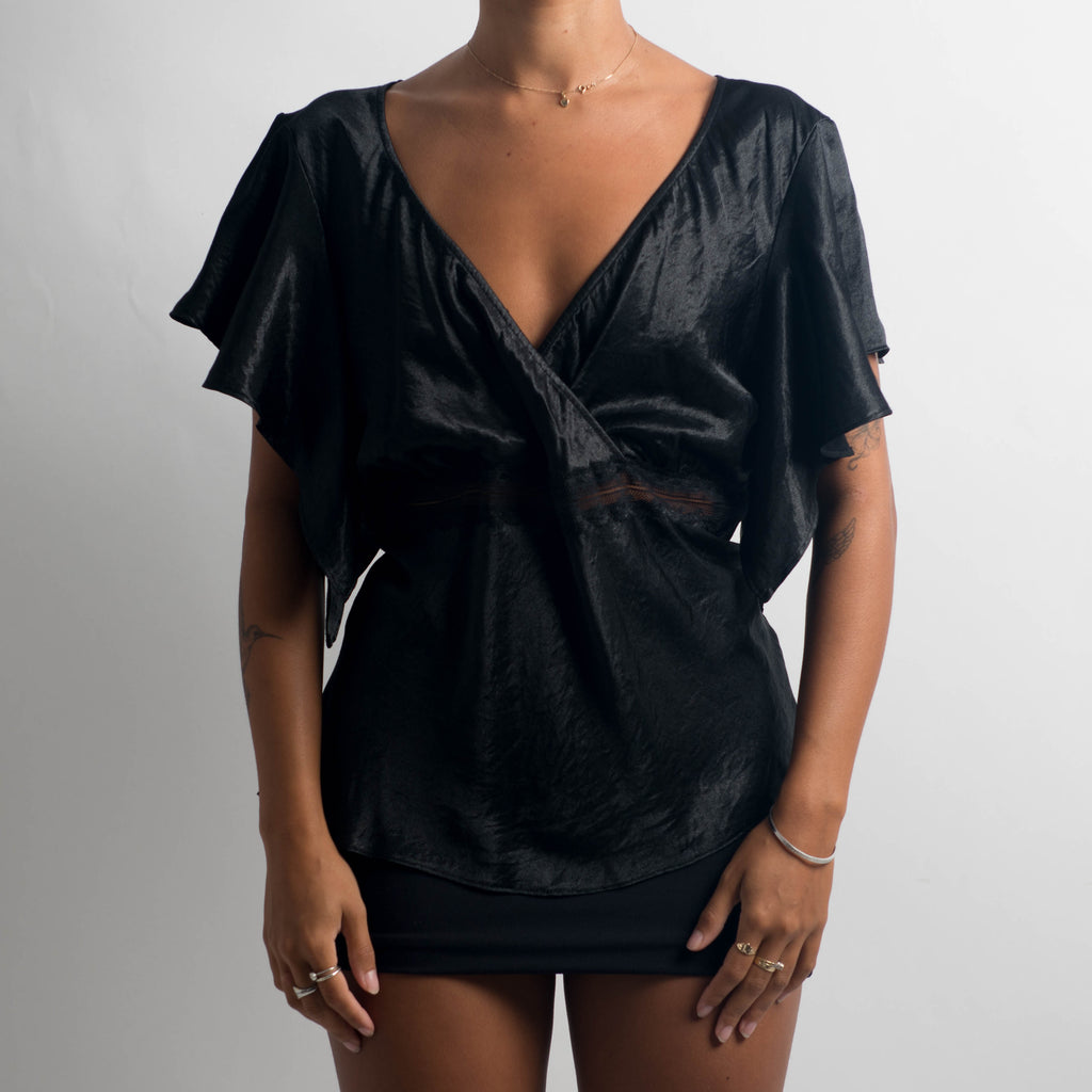 BLACK SATIN BLOUSE