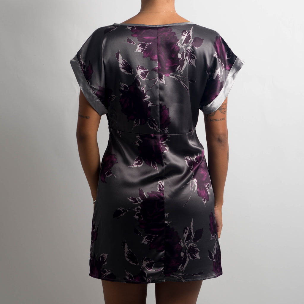 FLORAL SATIN MINI DRESS