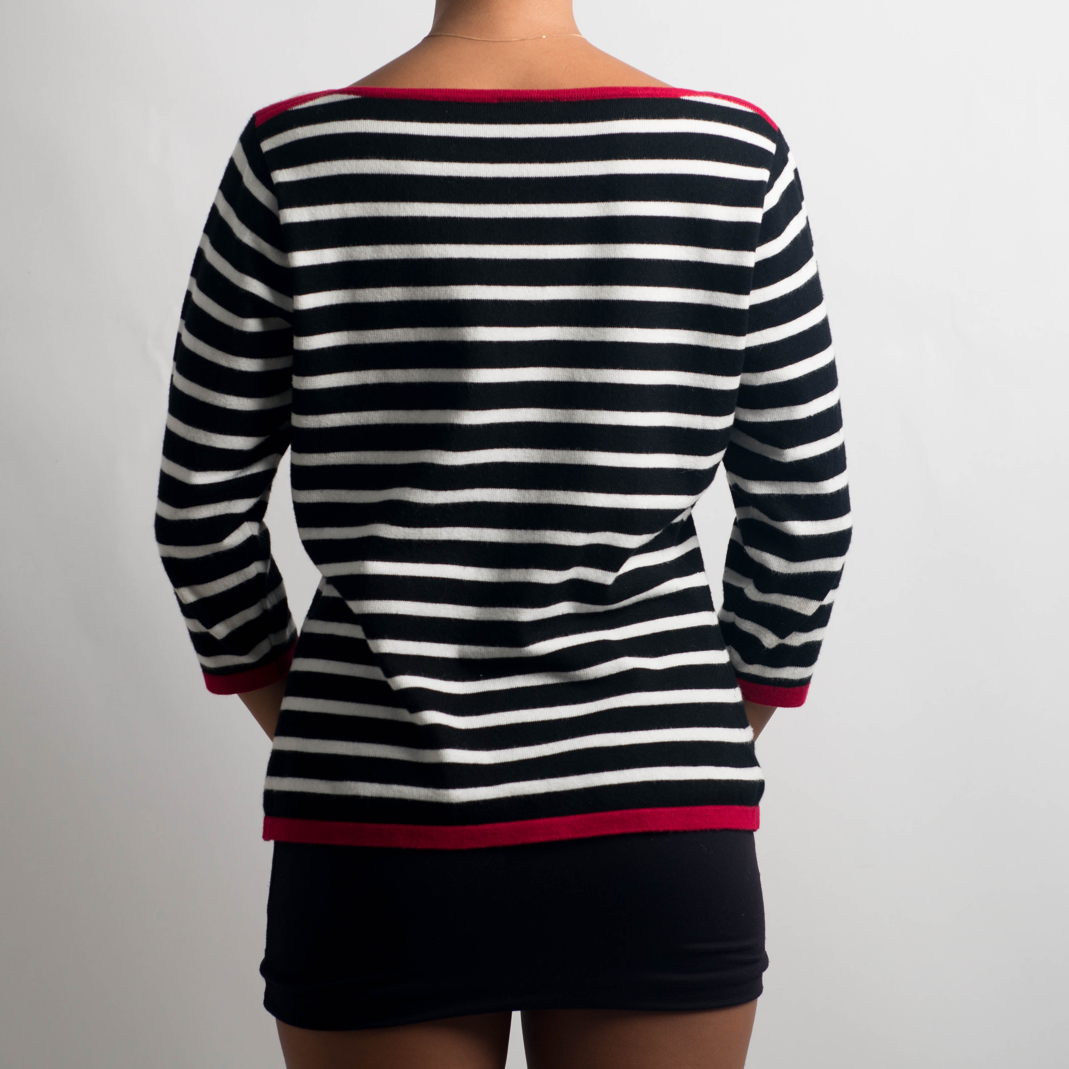 STRIPED KNIT 3/4 SLEEVE TOP