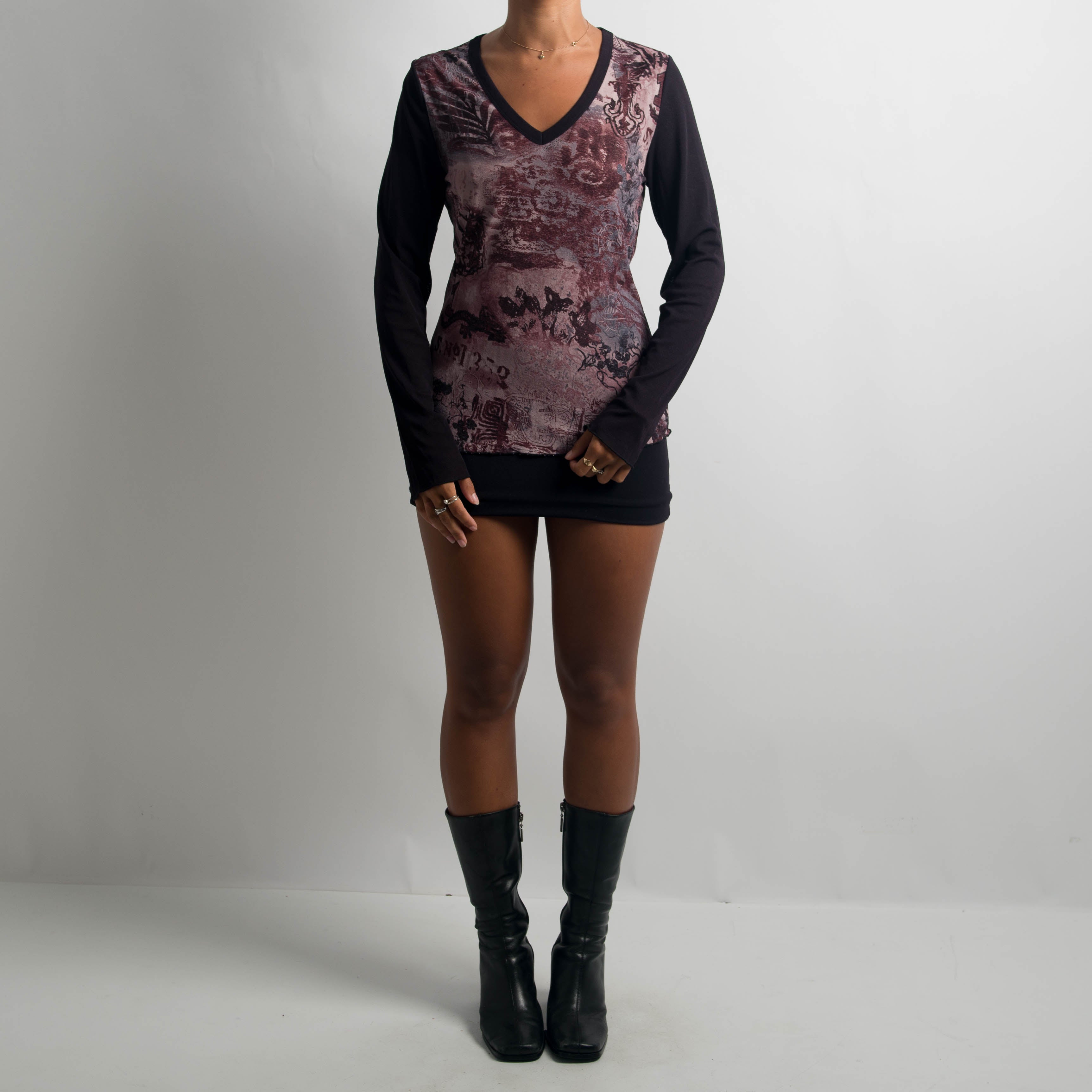 PURPLE MESH LONG SLEEVE TOP