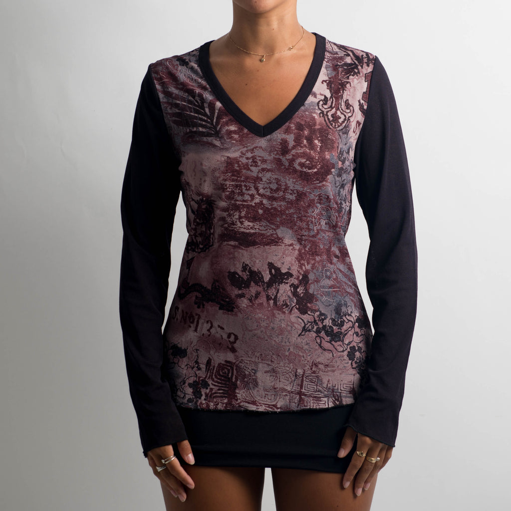 PURPLE MESH LONG SLEEVE TOP