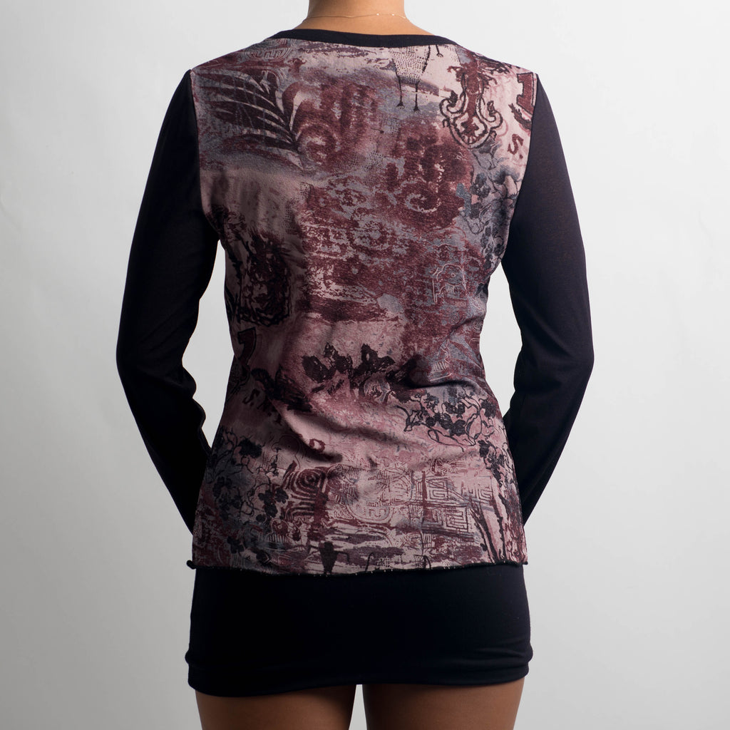 PURPLE MESH LONG SLEEVE TOP