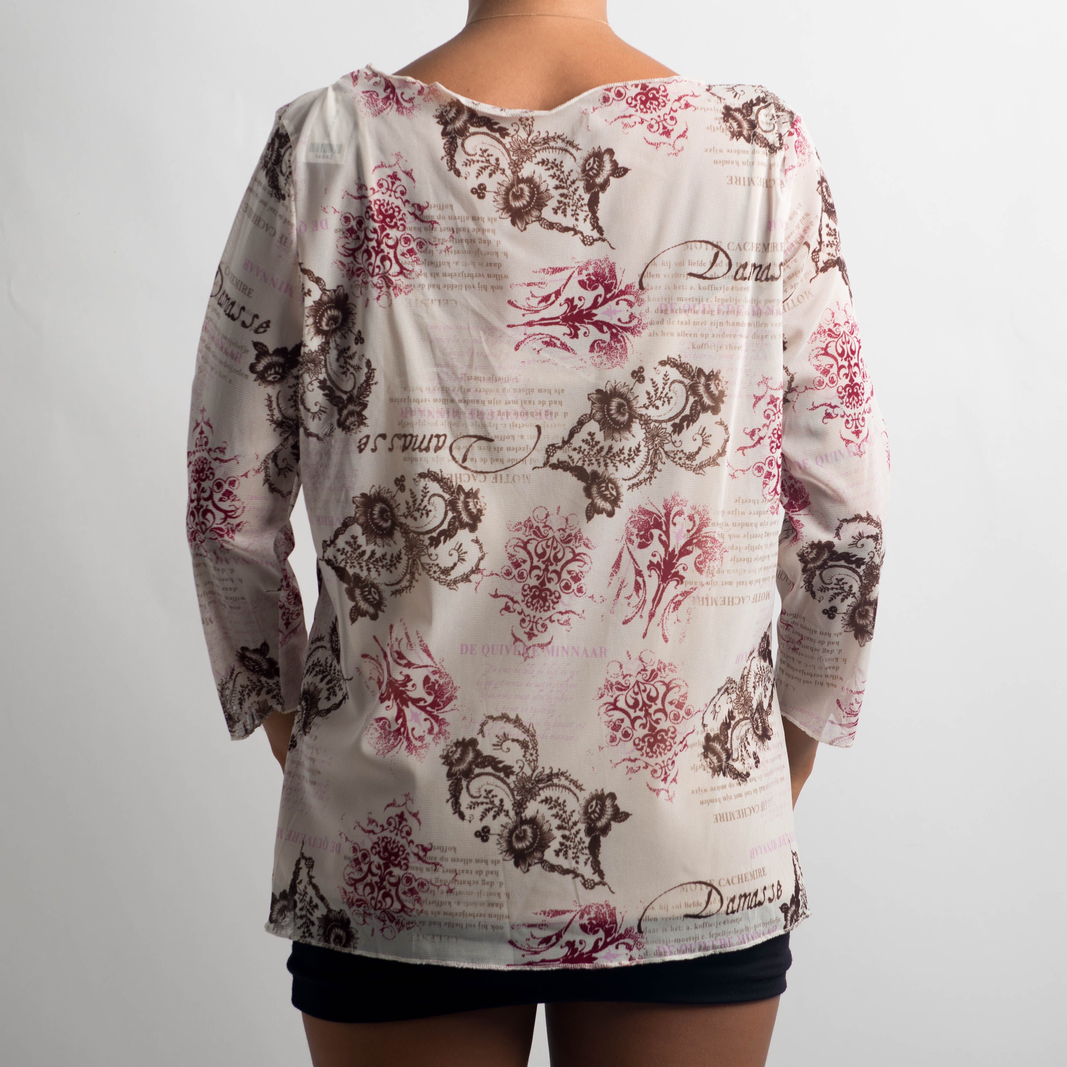 FLORAL MESH LONG SLEEVE TOP