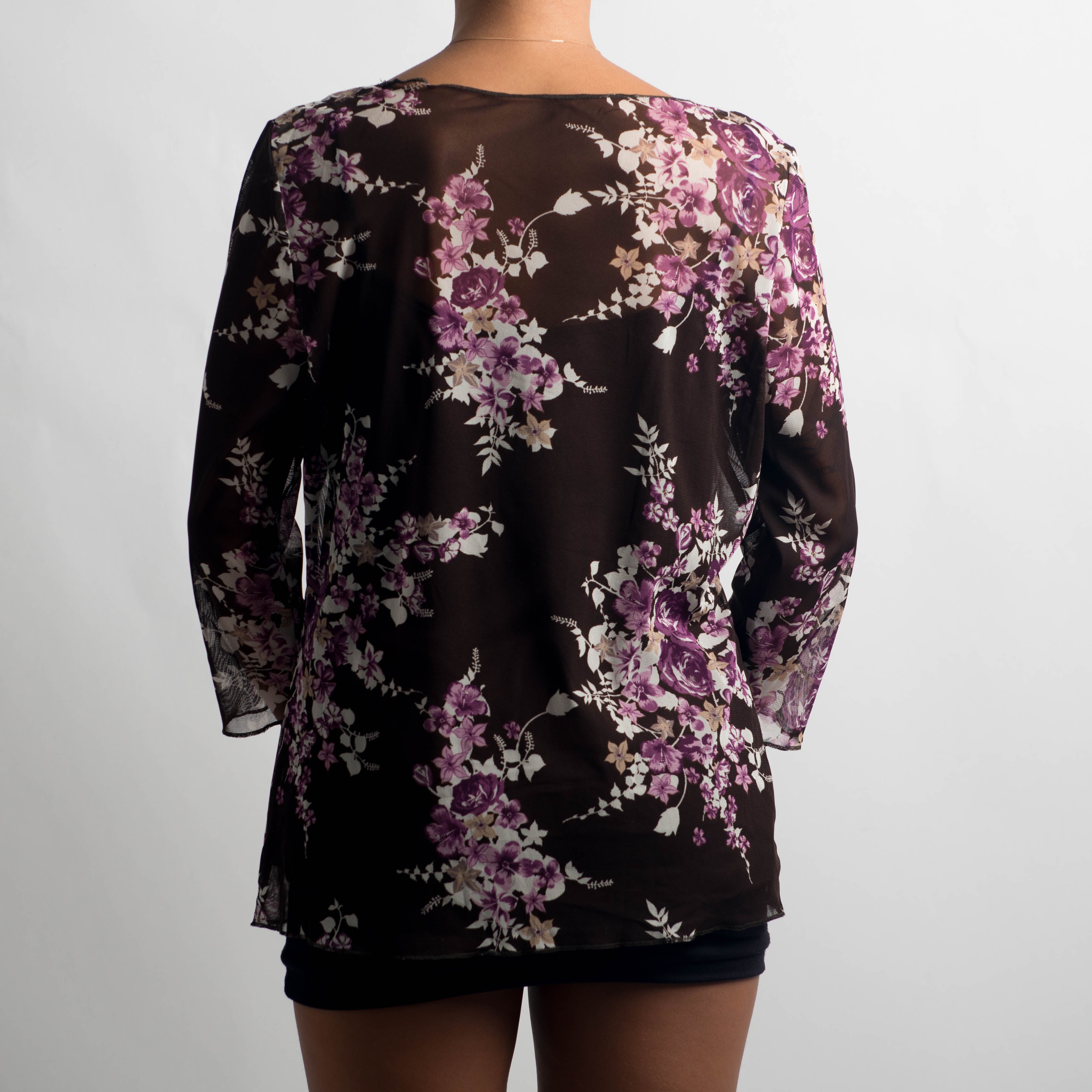 FLORAL MESH LONG SLEEVE TOP