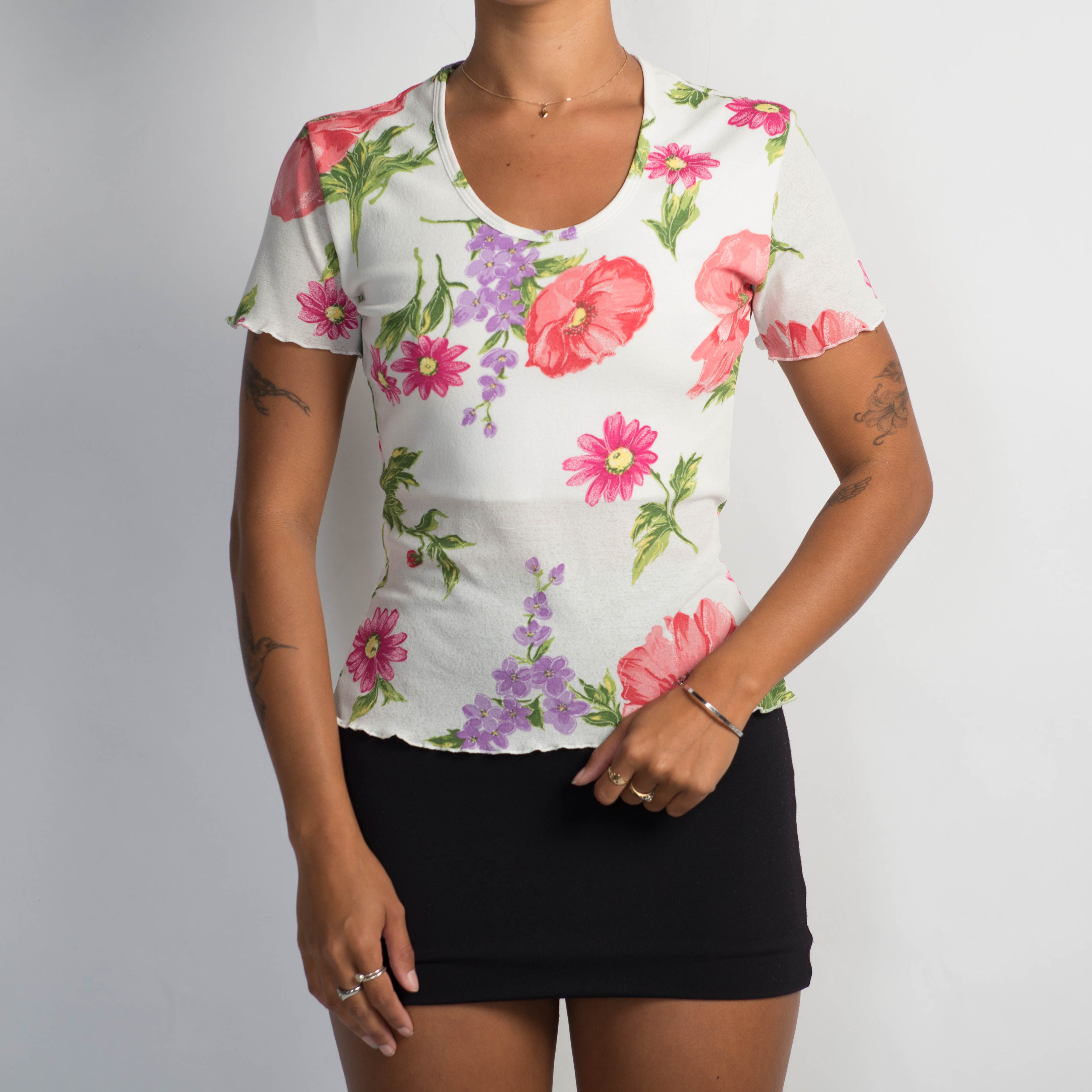 FLORAL MESH TOP