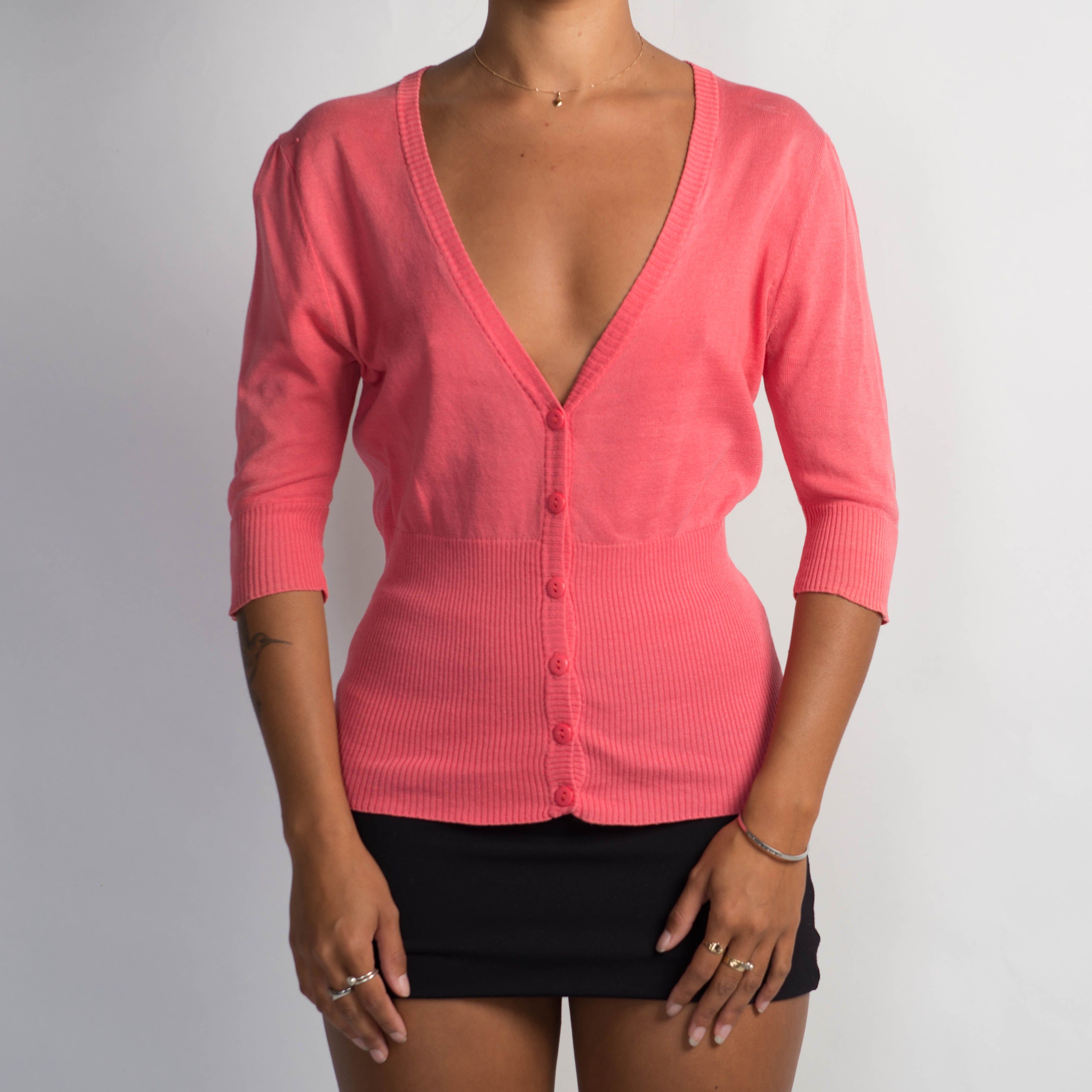 CORAL SHORT SLEEVE CARDIGAN