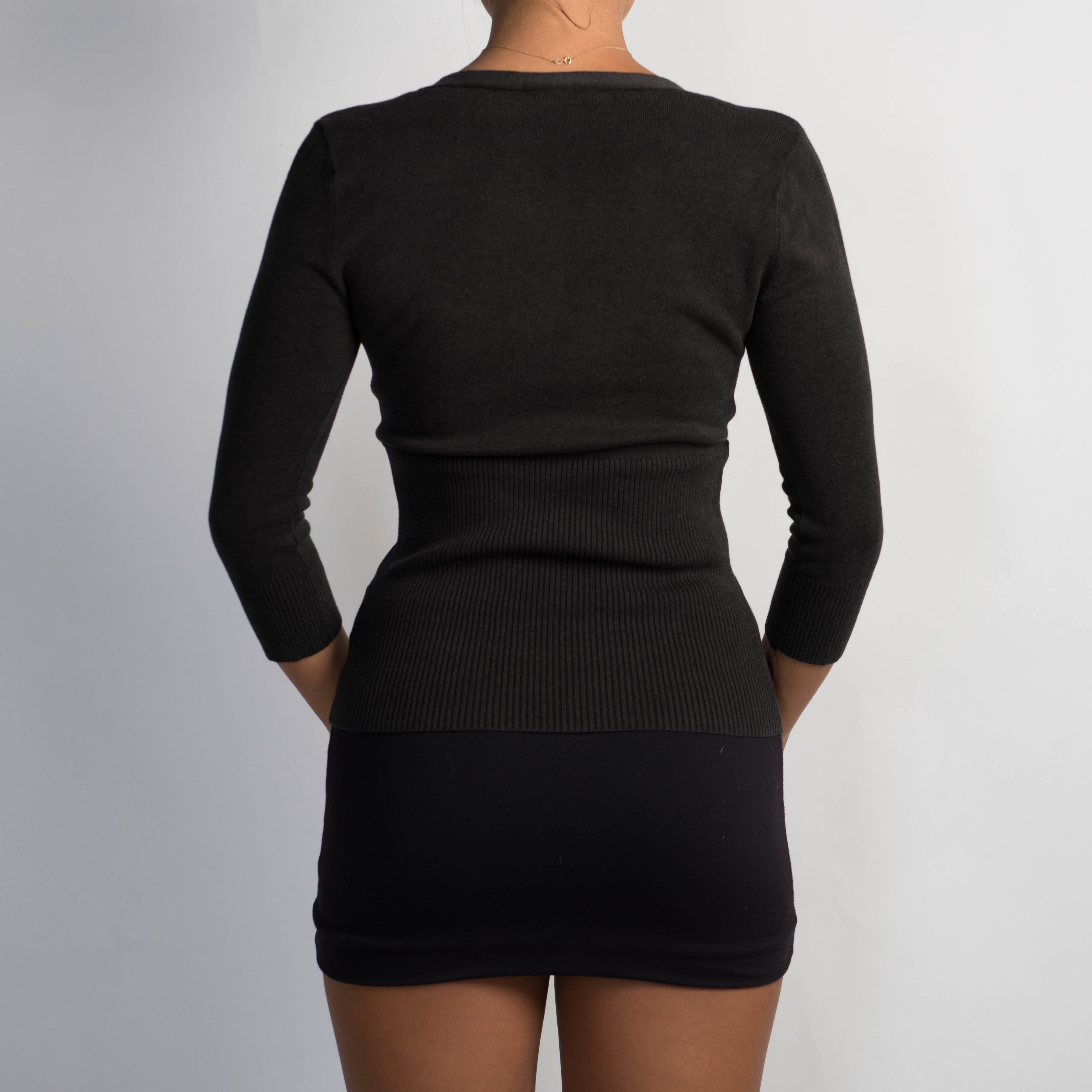 BLACK 3/4 SLEEVE CARDIGAN