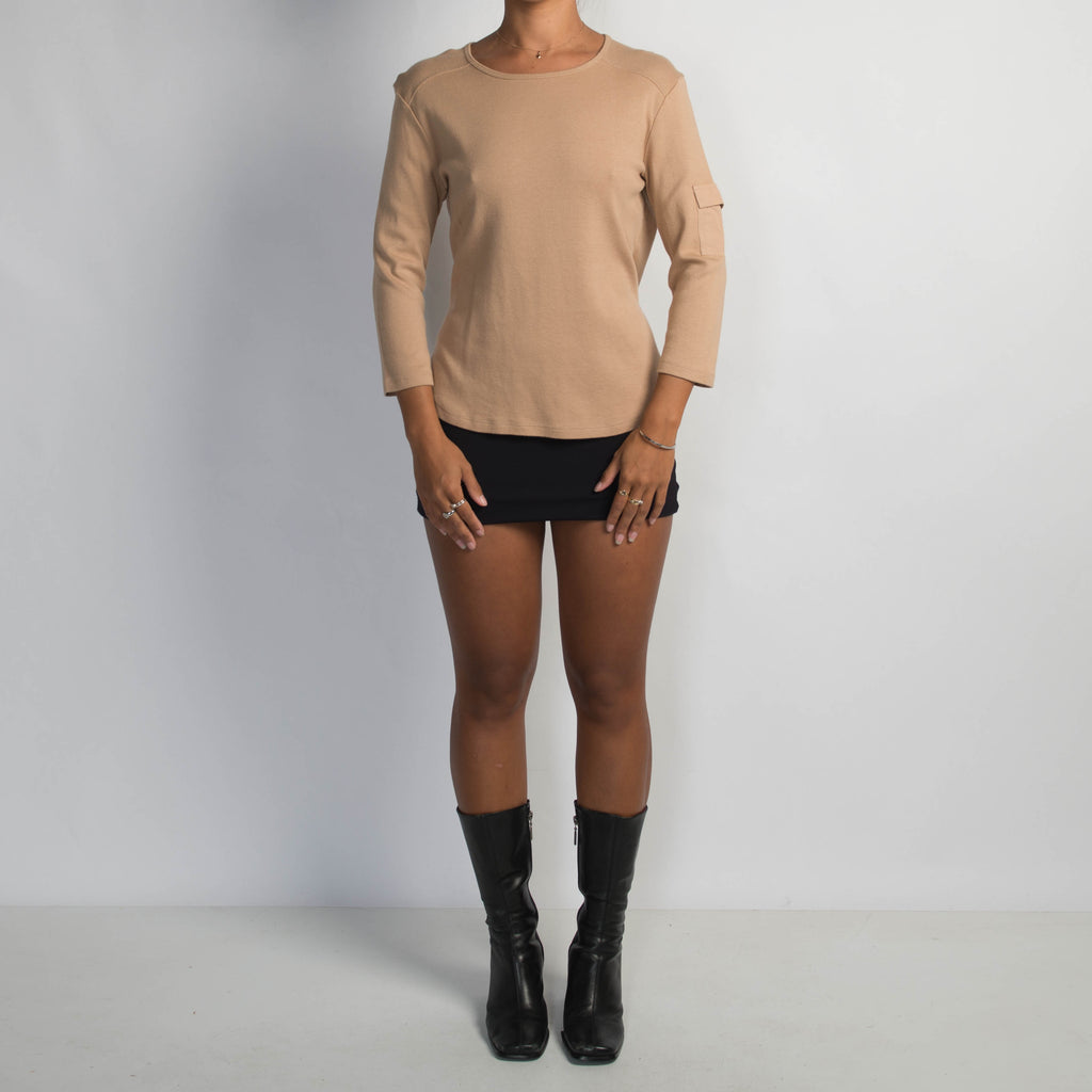TAN 3/4 SLEEVE TOP