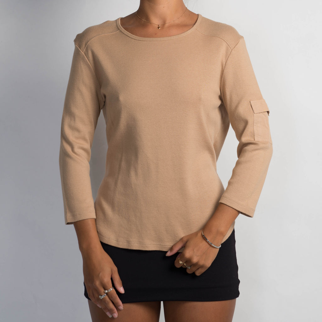 TAN 3/4 SLEEVE TOP