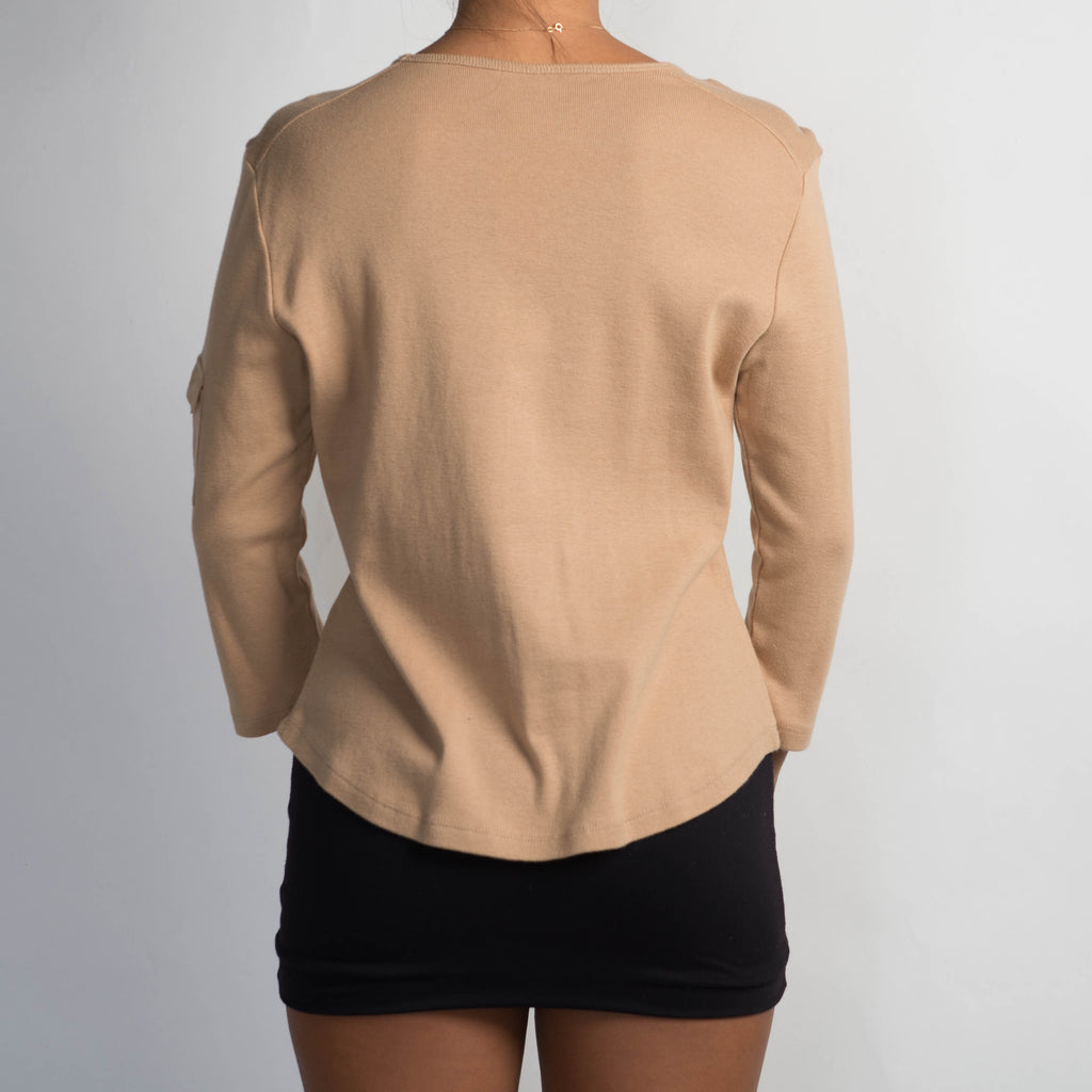 TAN 3/4 SLEEVE TOP