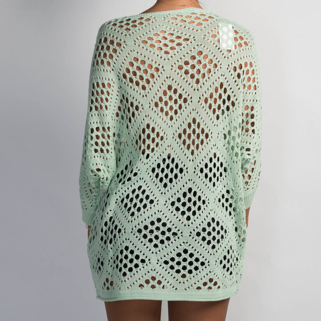 GREEN CROCHET KNIT TOP