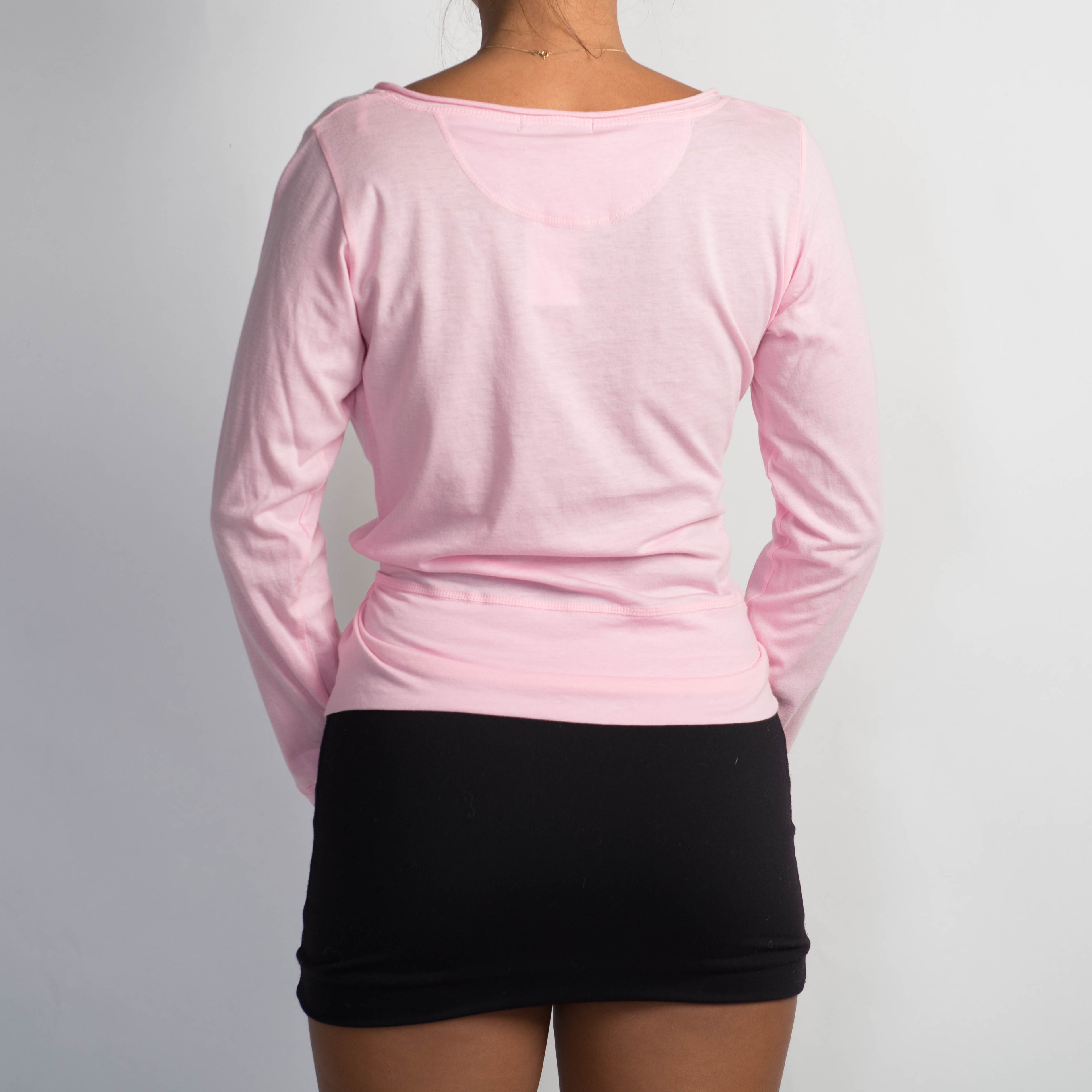 PINK FAUX WRAP TOP