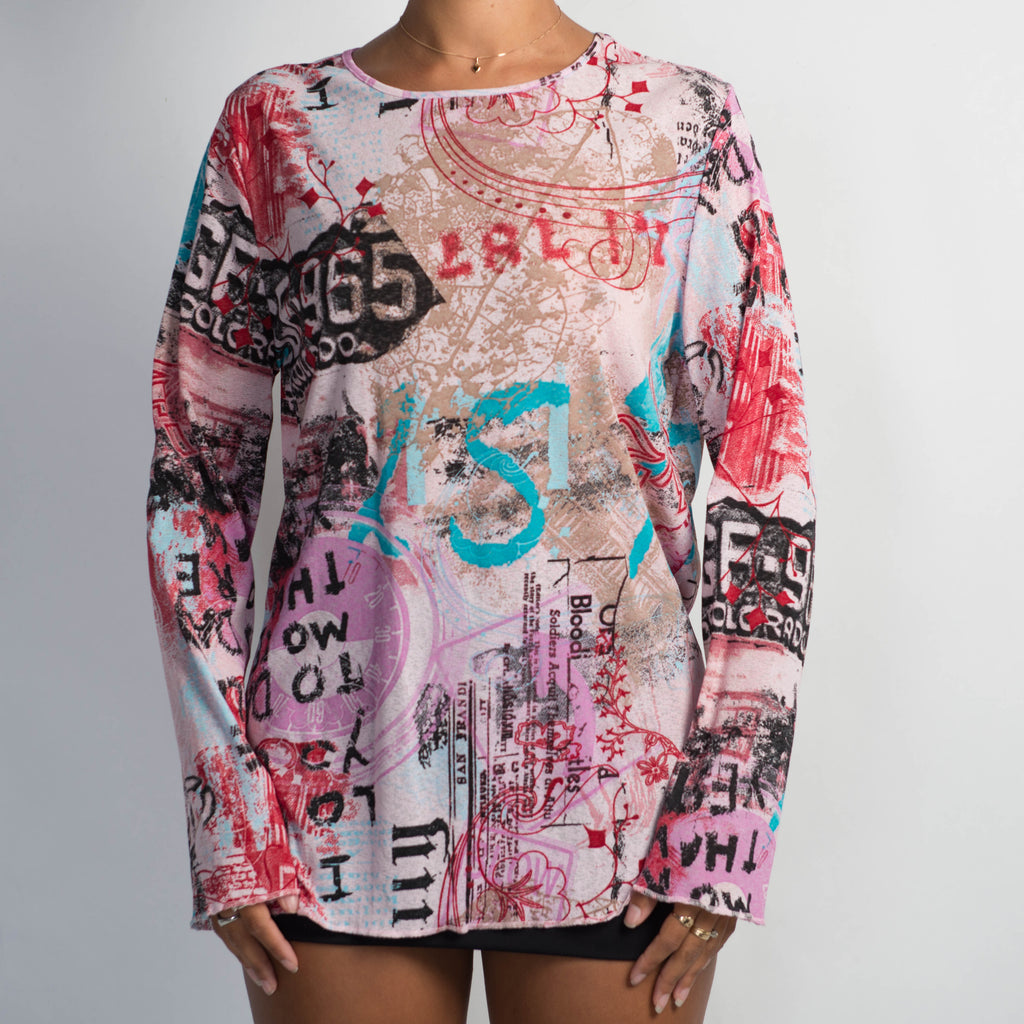 PINK MESH LONG SLEEVE TOP