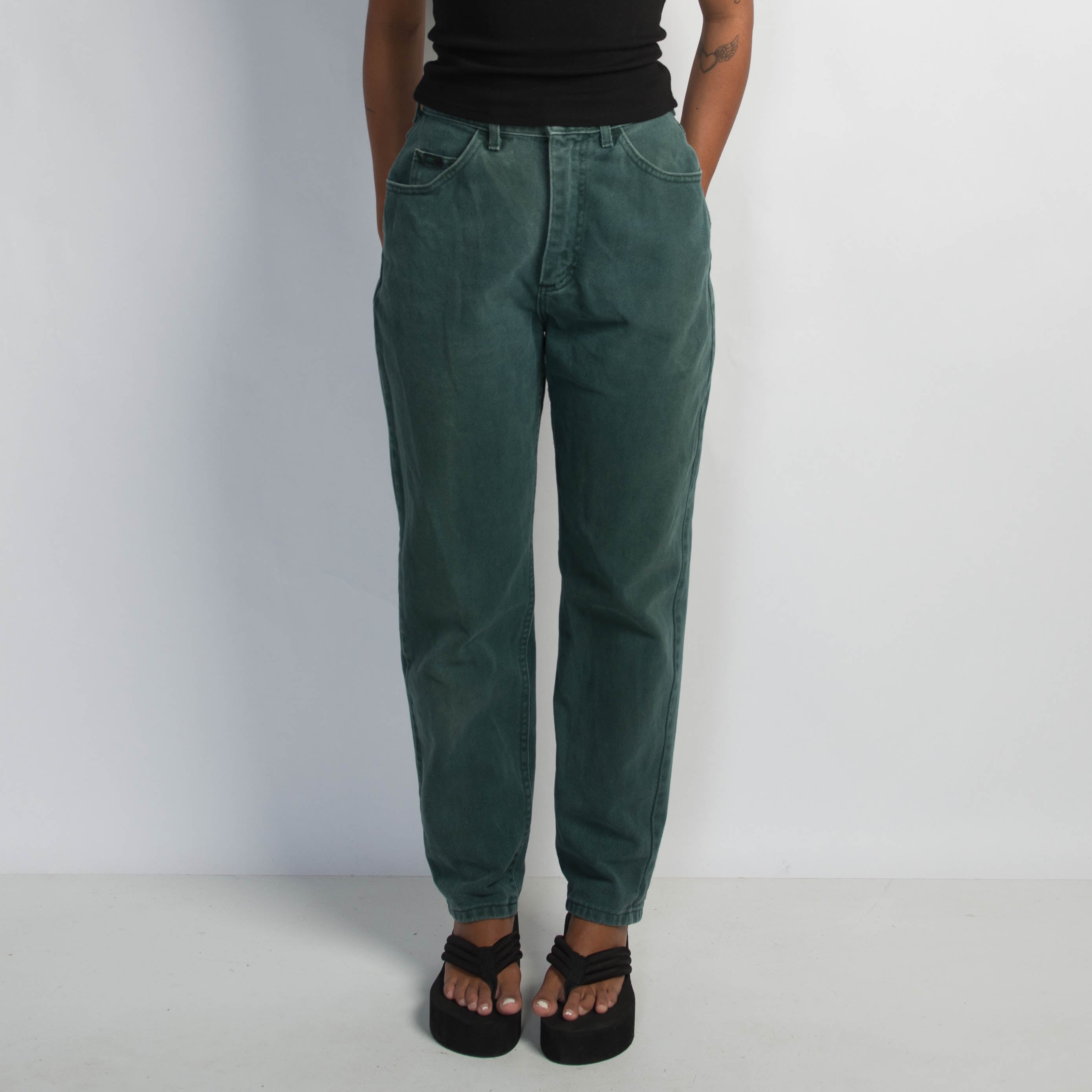 GREEN TAPERED JEANS