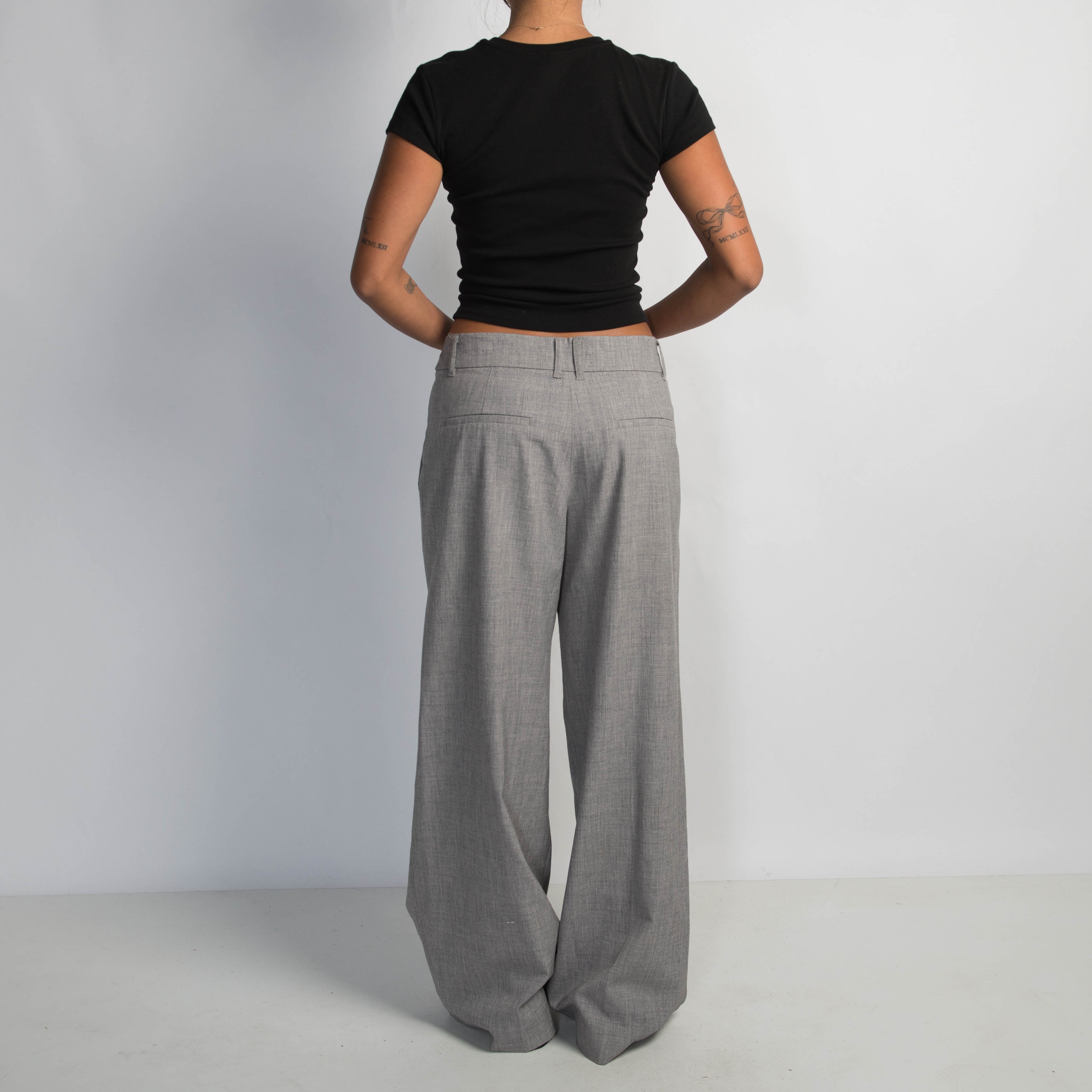 GREY WIDE LEG TROUSERS