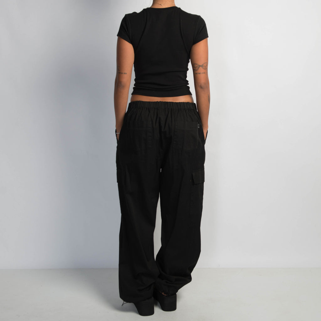 BLACK COTTON CARGO PANTS