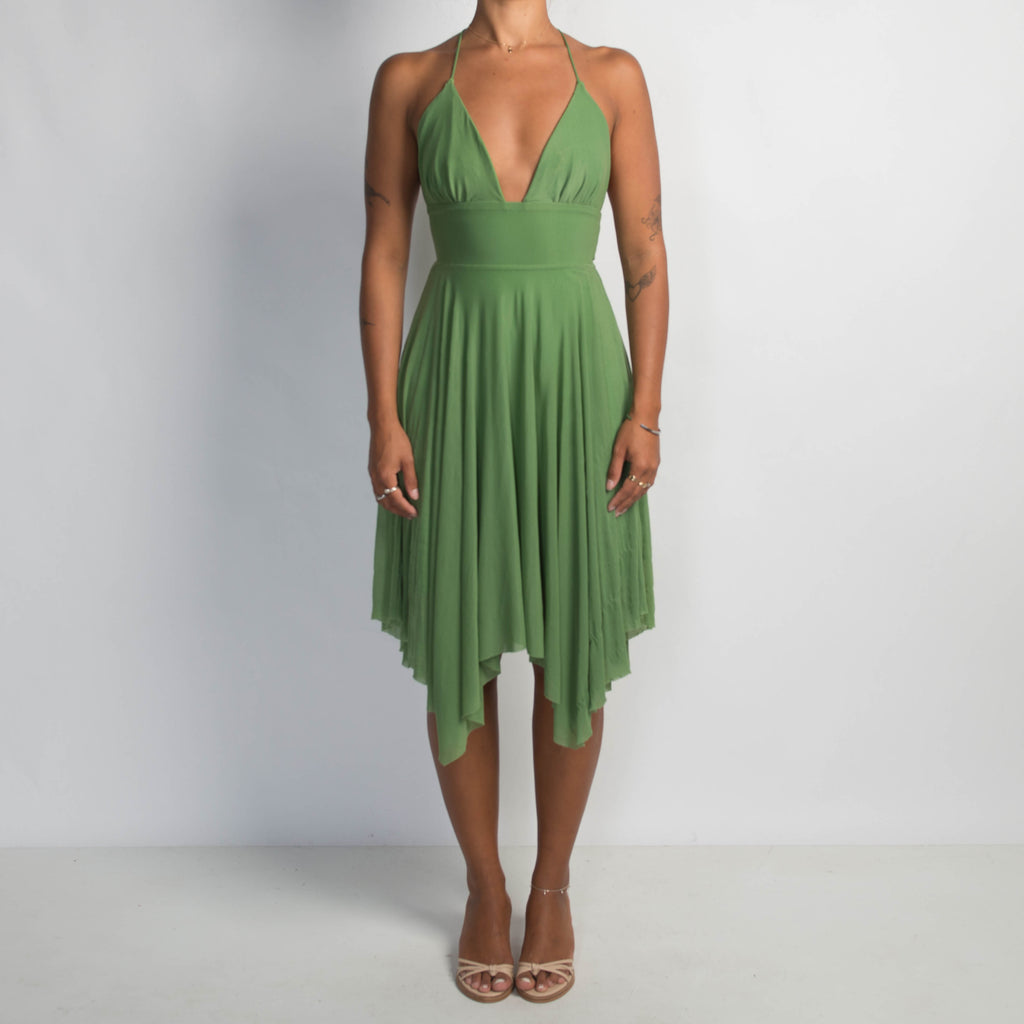 GREEN ASYMETRIC DRESS