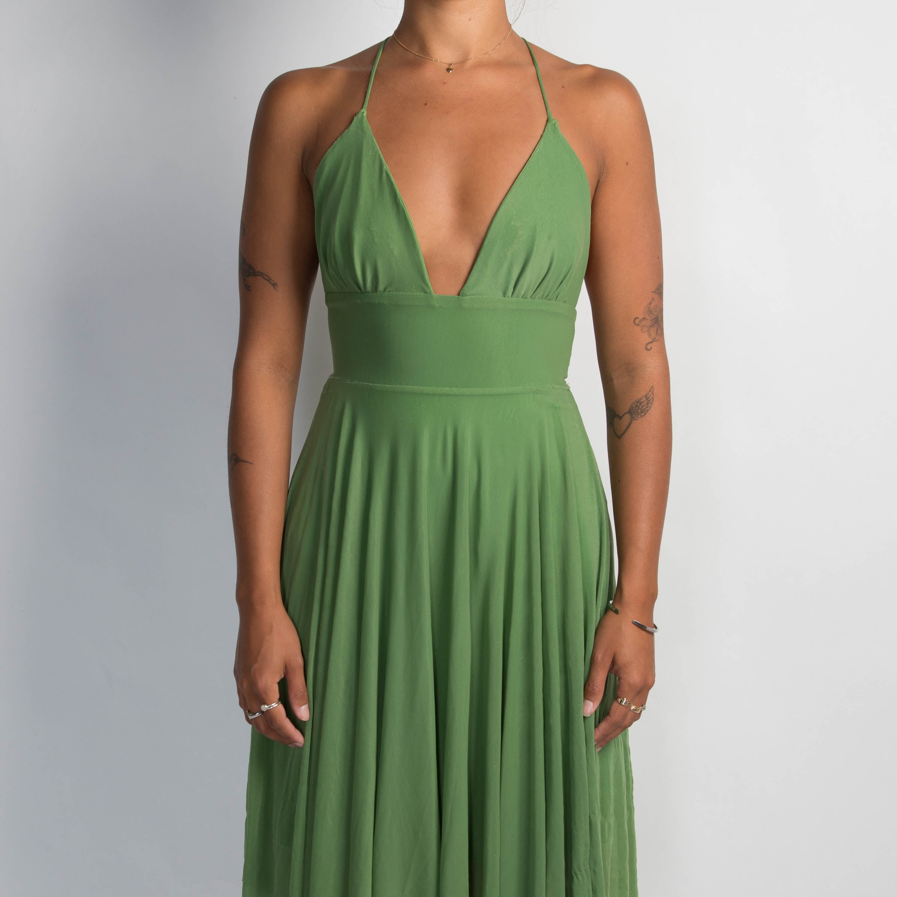 GREEN ASYMETRIC DRESS