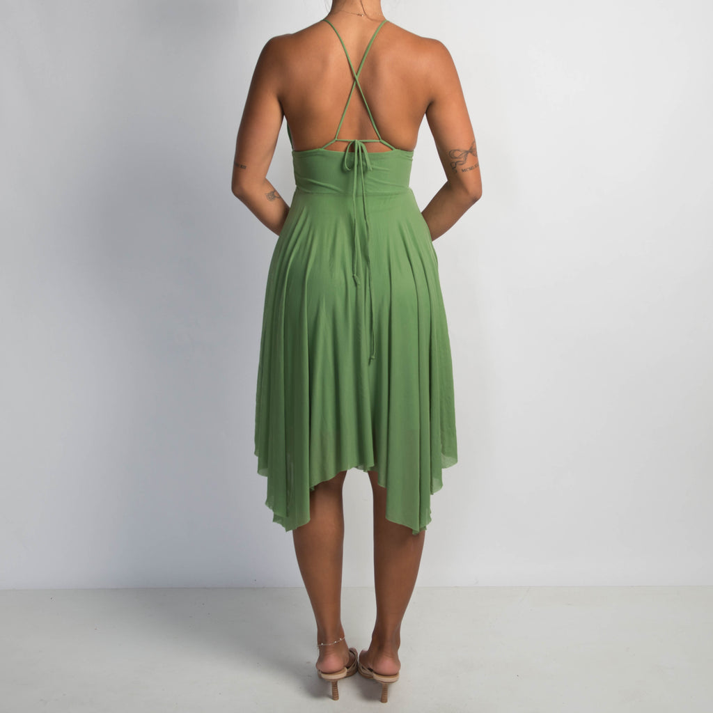 GREEN ASYMETRIC DRESS