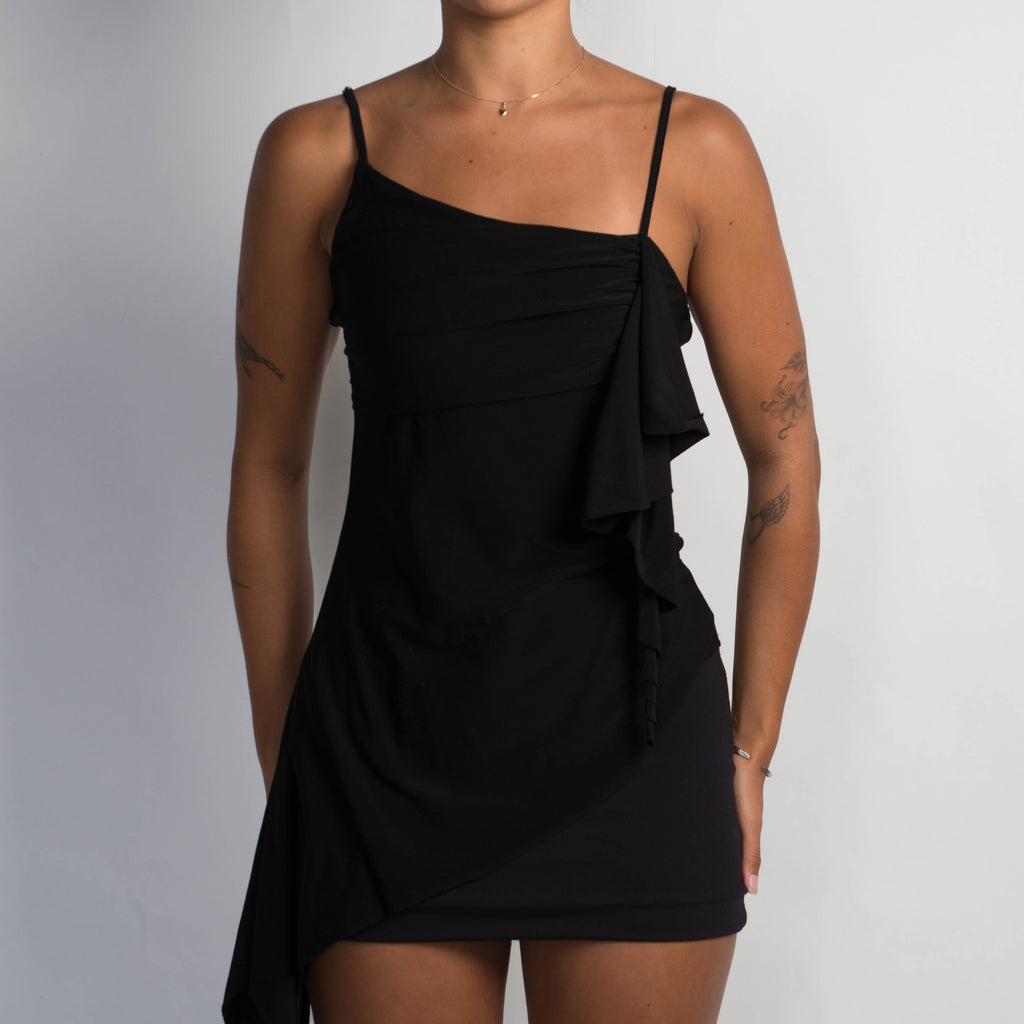 BLACK ASYMMETRIC CAMISOLE