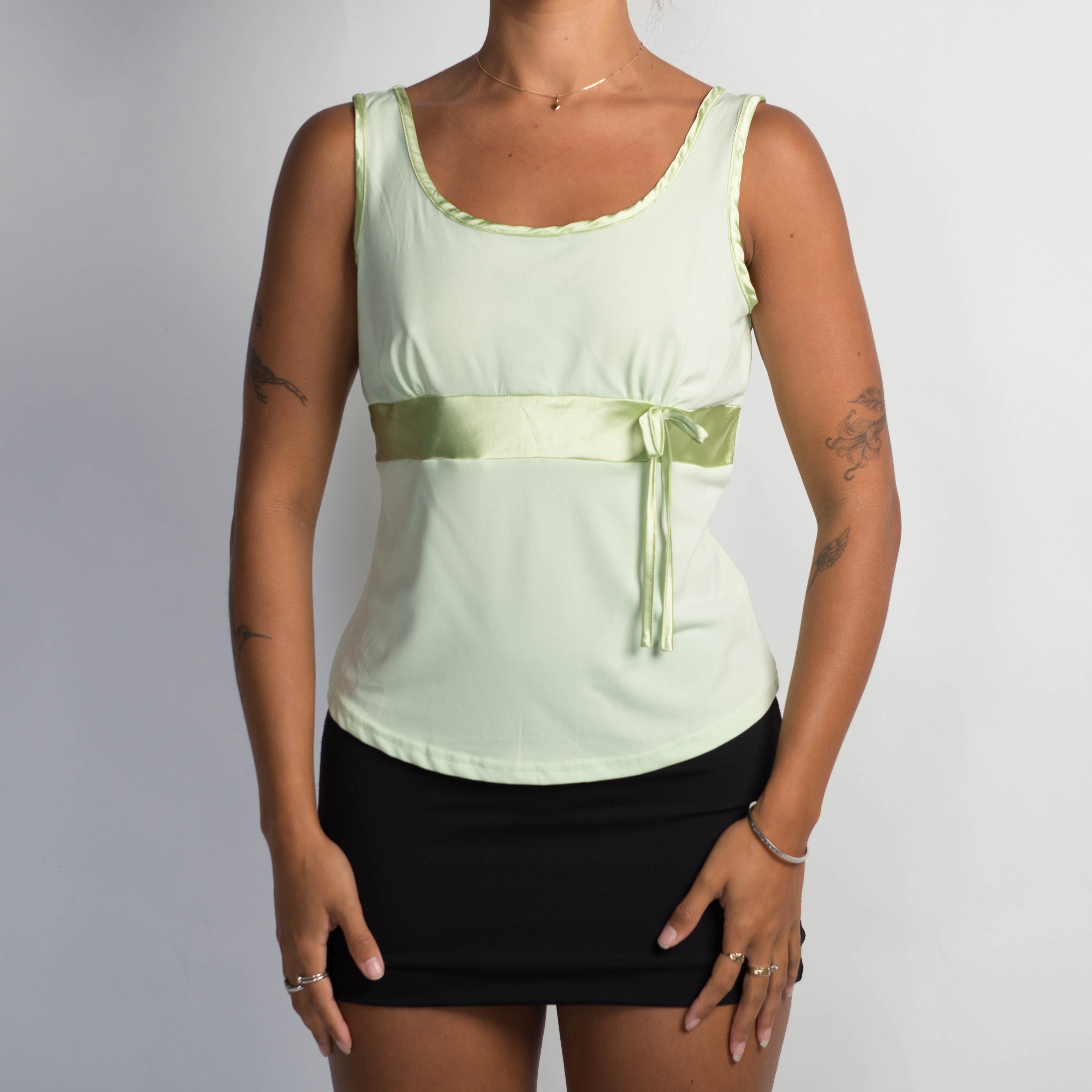 LIME GREEN RIBBON TOP