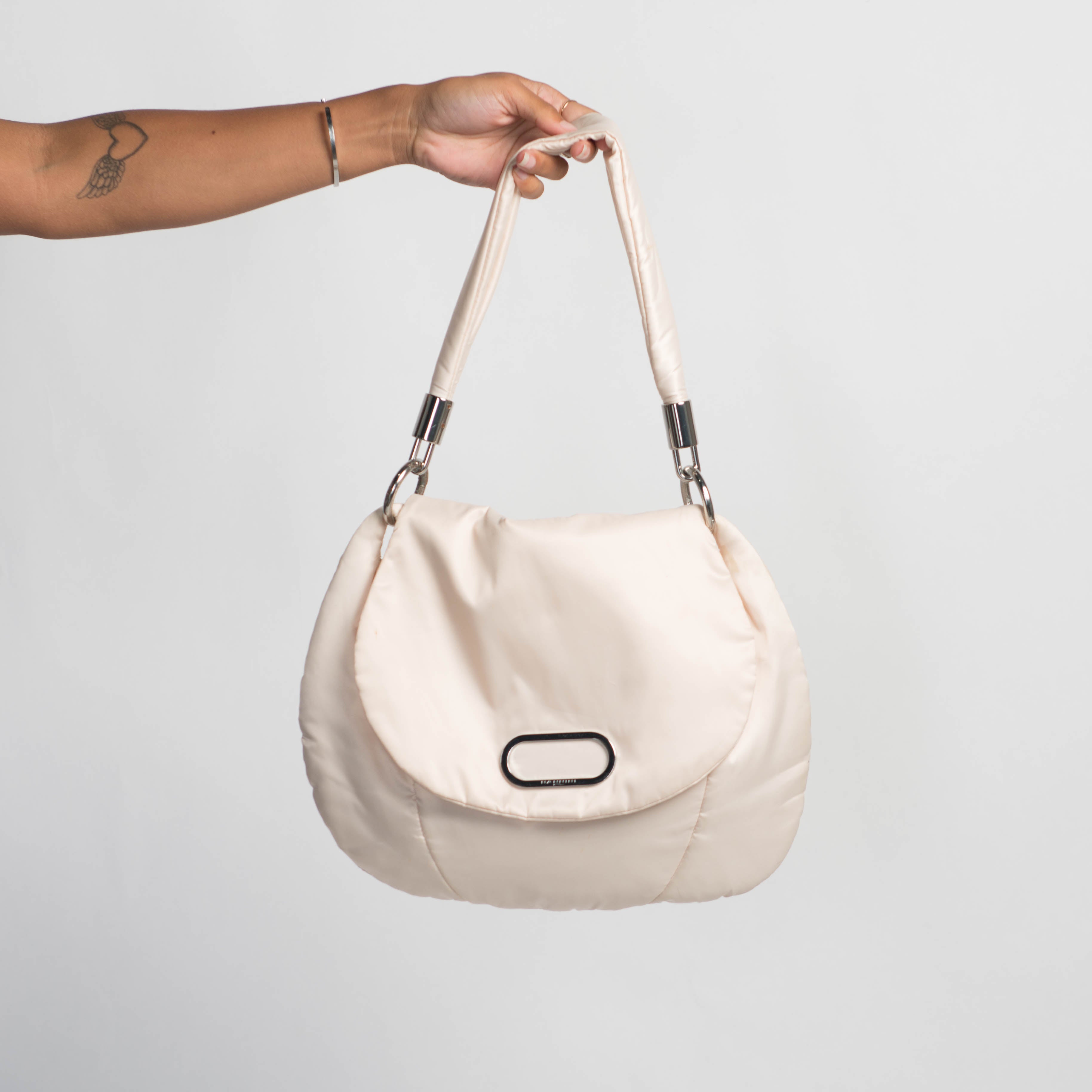 CREAM SATIN PUFF PURSE