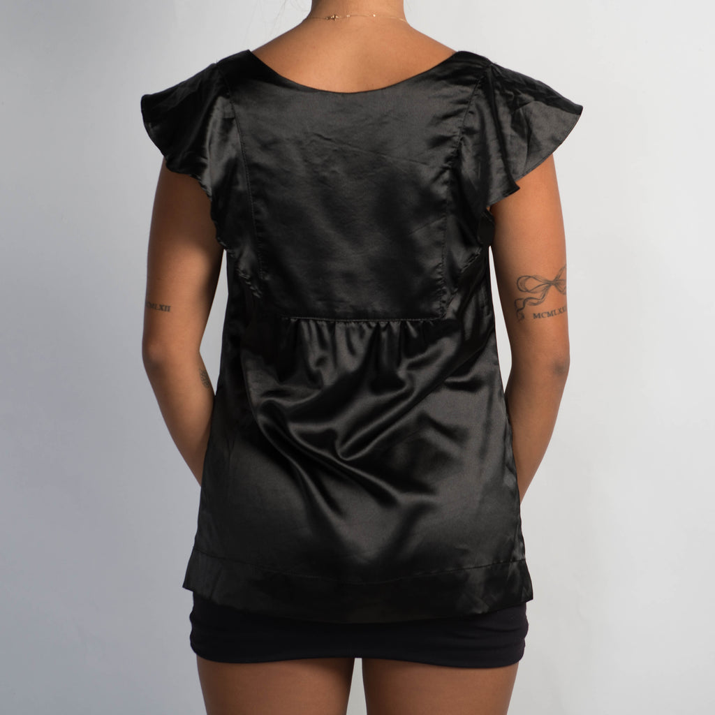 BLACK SATIN TOP