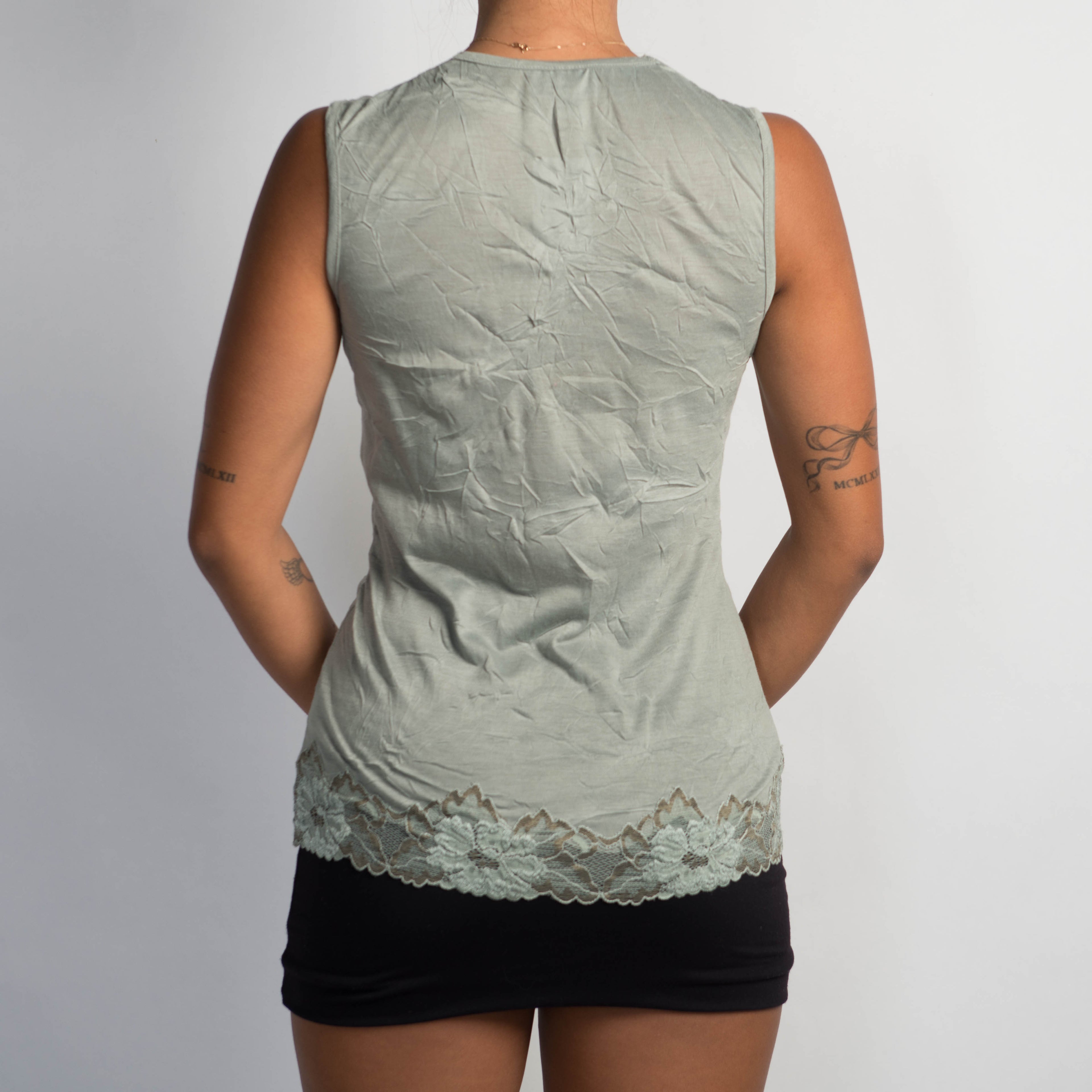 GREEN LACE TRIM TOP