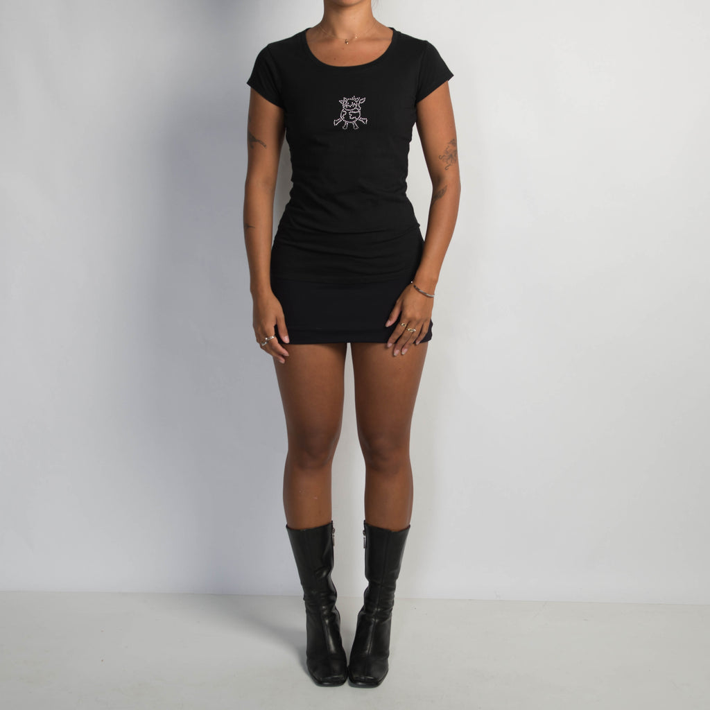 BLACK BEDAZZLED BABY TEE