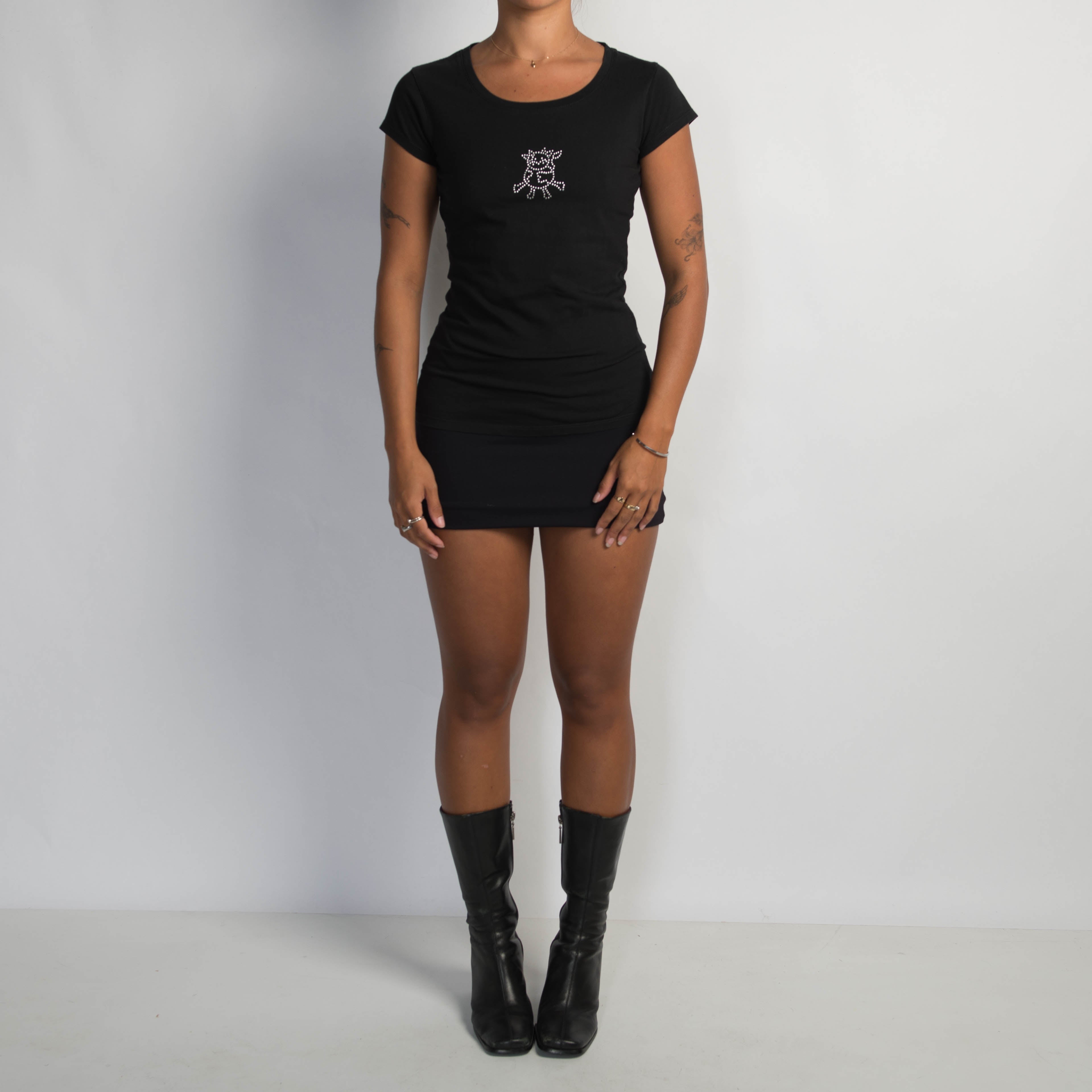 BLACK BEDAZZLED BABY TEE