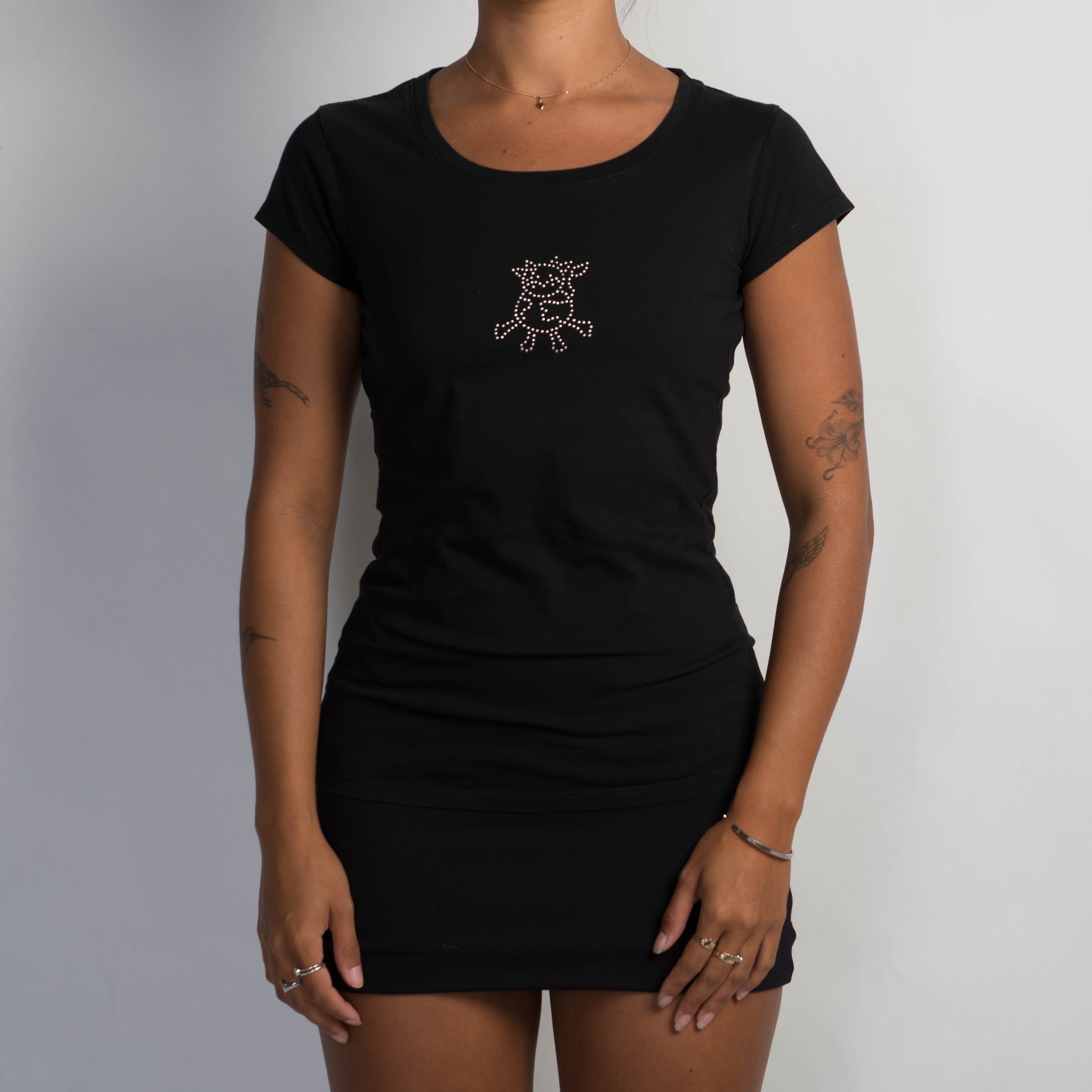 BLACK BEDAZZLED BABY TEE